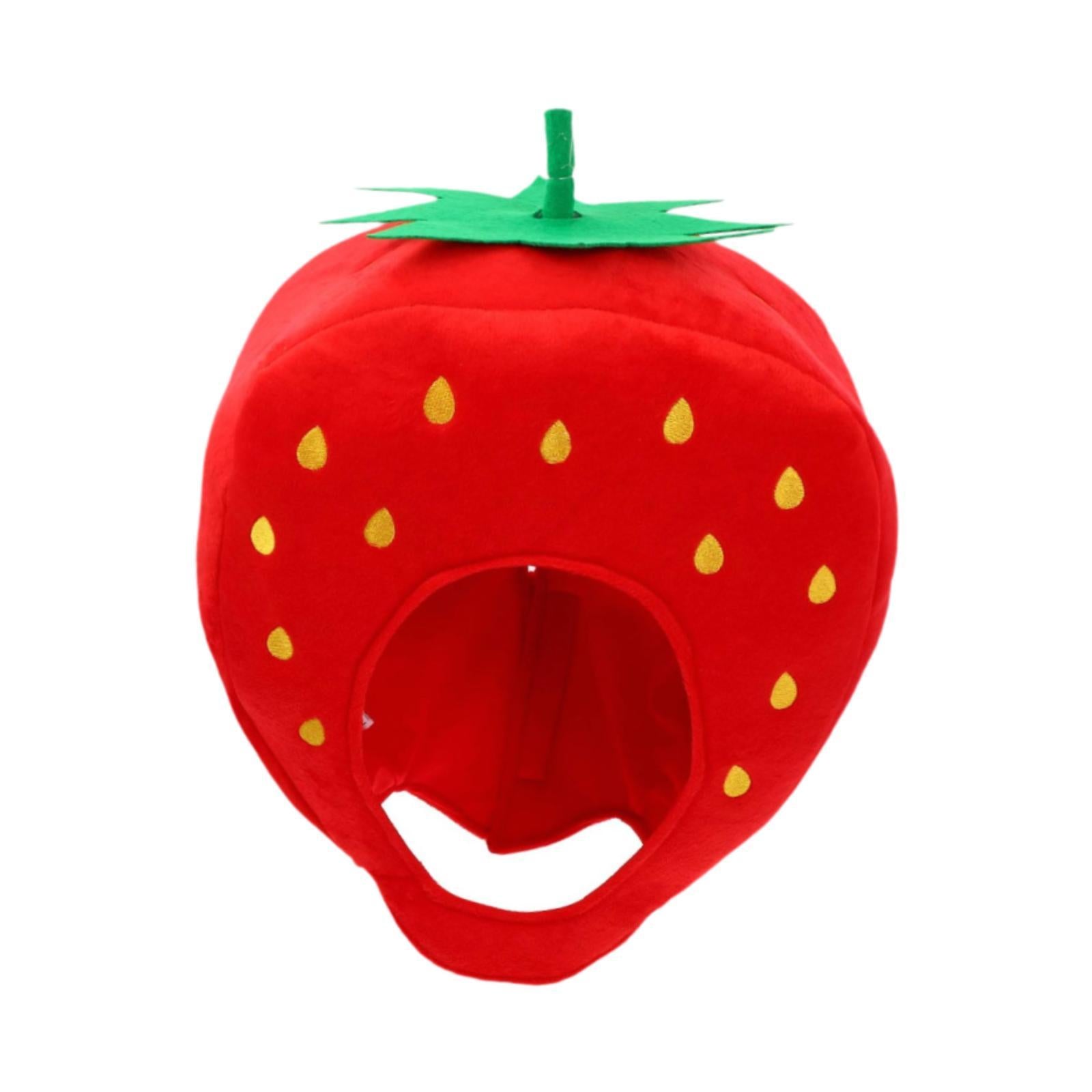 Cute Plush Hat Strawberry Soft Fruit Headgear Hood for Event Halloween Party