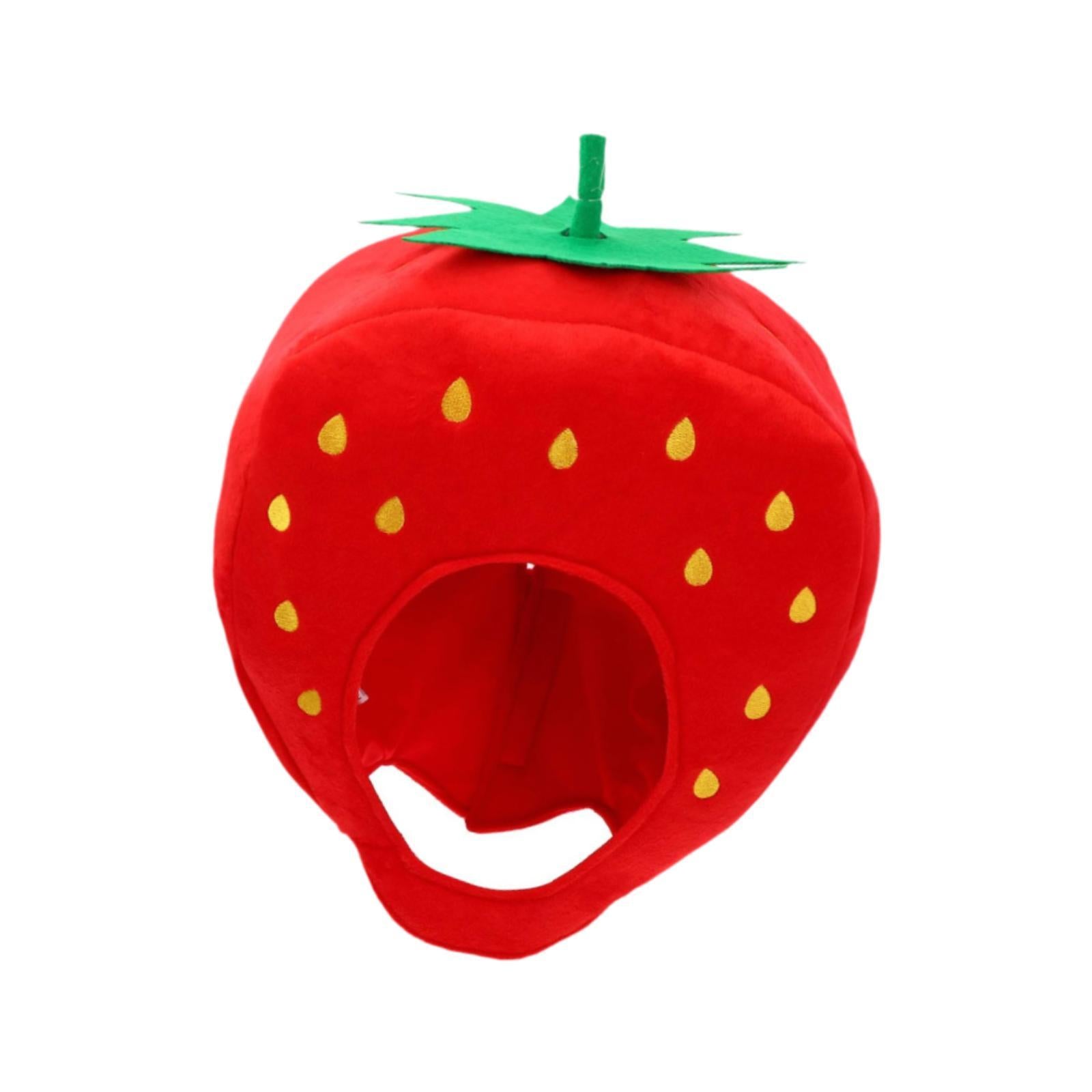 Cute Plush Hat Strawberry Soft Fruit Headgear Hood for Event Halloween Party
