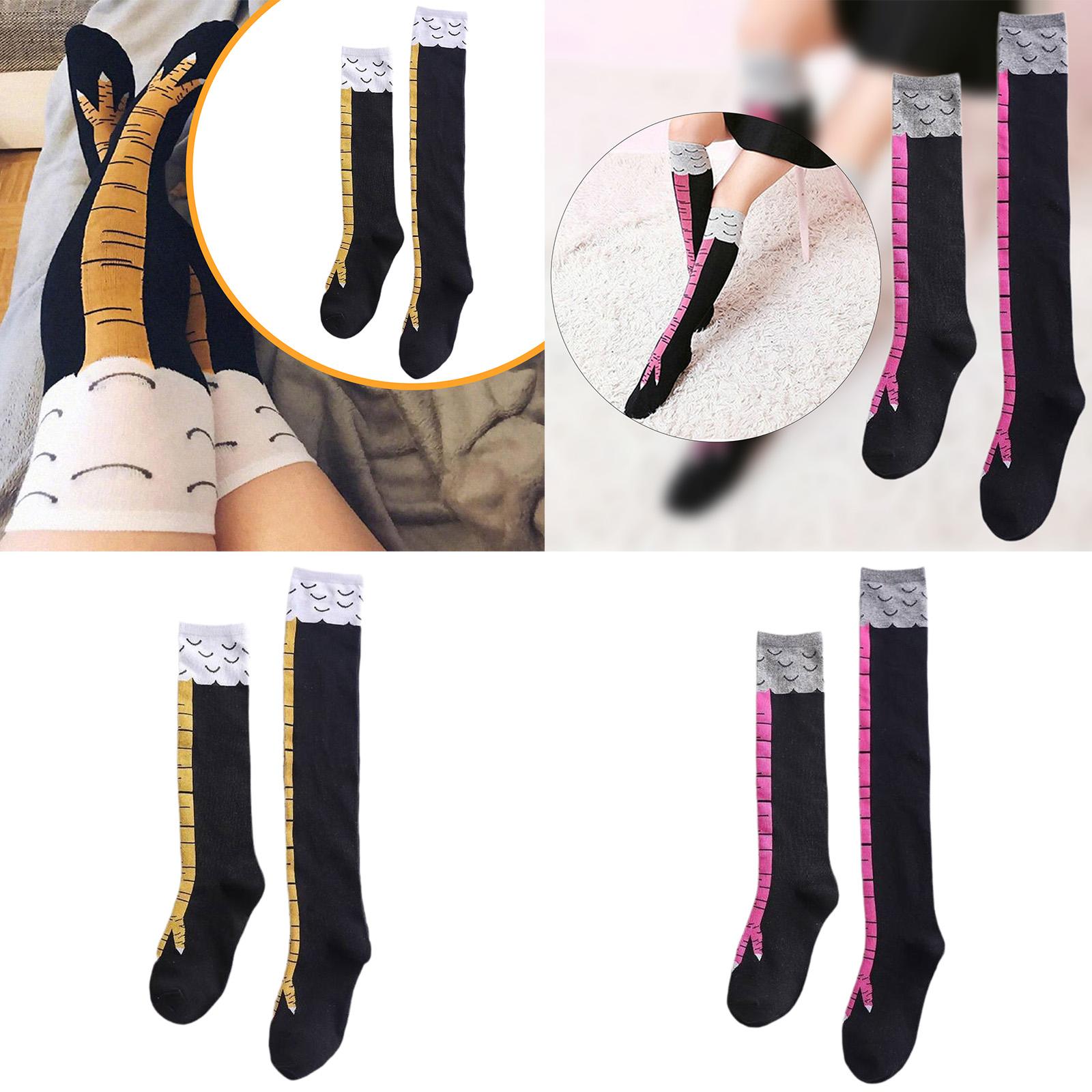 2 Pair Leg Dress Socks Chicken Feet Socks for Cosplay Birthday Gift Shopping black and yellow