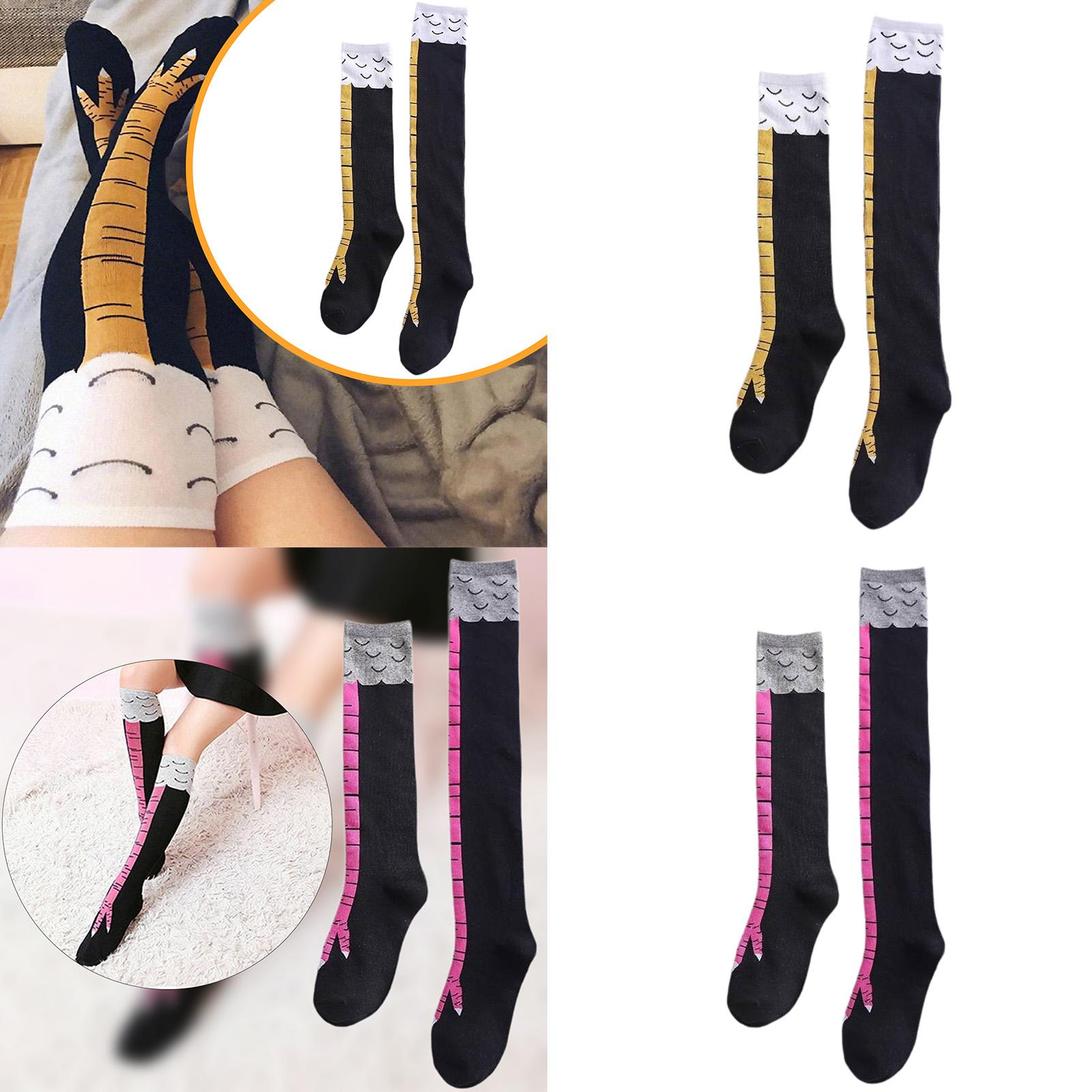 2 Pair Leg Dress Socks Chicken Feet Socks for Cosplay Birthday Gift Shopping black and yellow