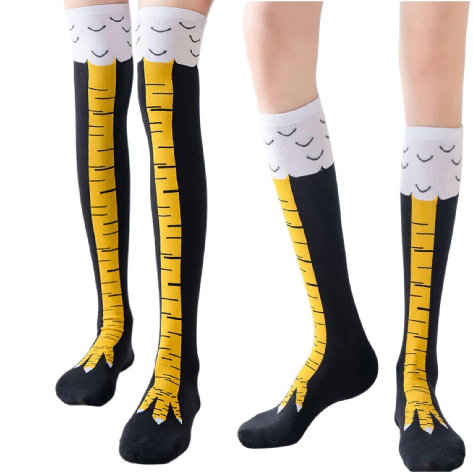 2 Pair Leg Dress Socks Chicken Feet Socks for Cosplay Birthday Gift Shopping black and yellow