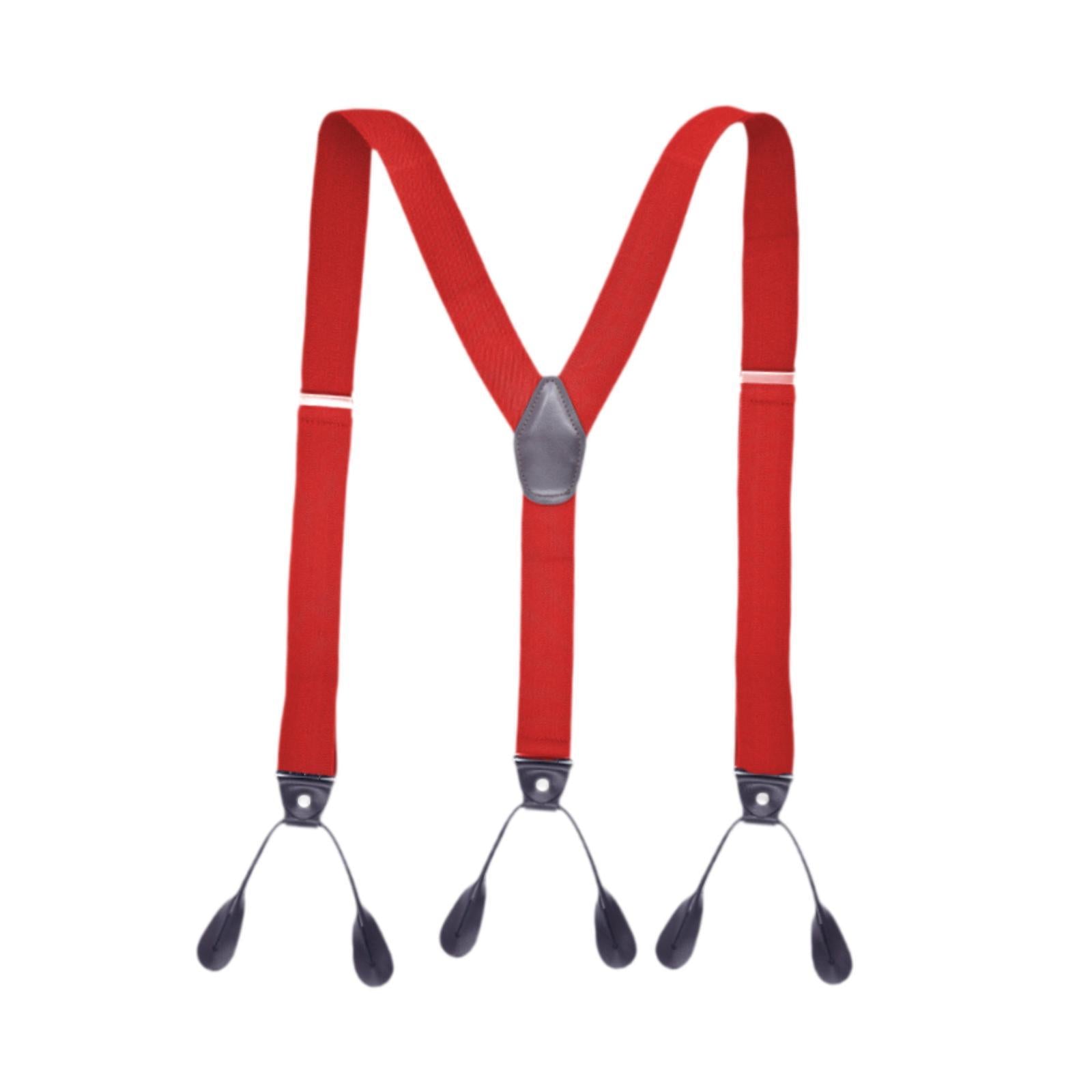 Men's Suspenders Adjustable 6 Clips Gift Elastic for Jeans Dance Formal Wear Red