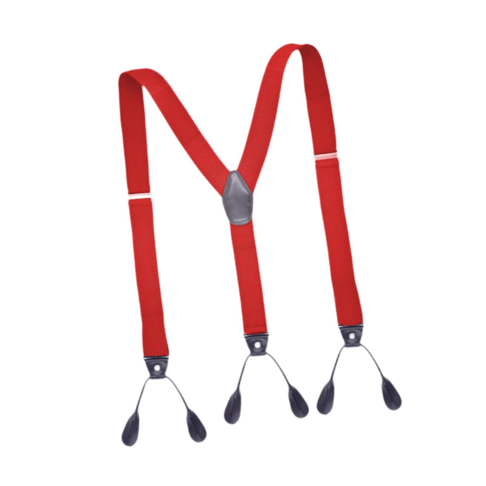 Men's Suspenders Adjustable 6 Clips Gift Elastic for Jeans Dance Formal Wear Red