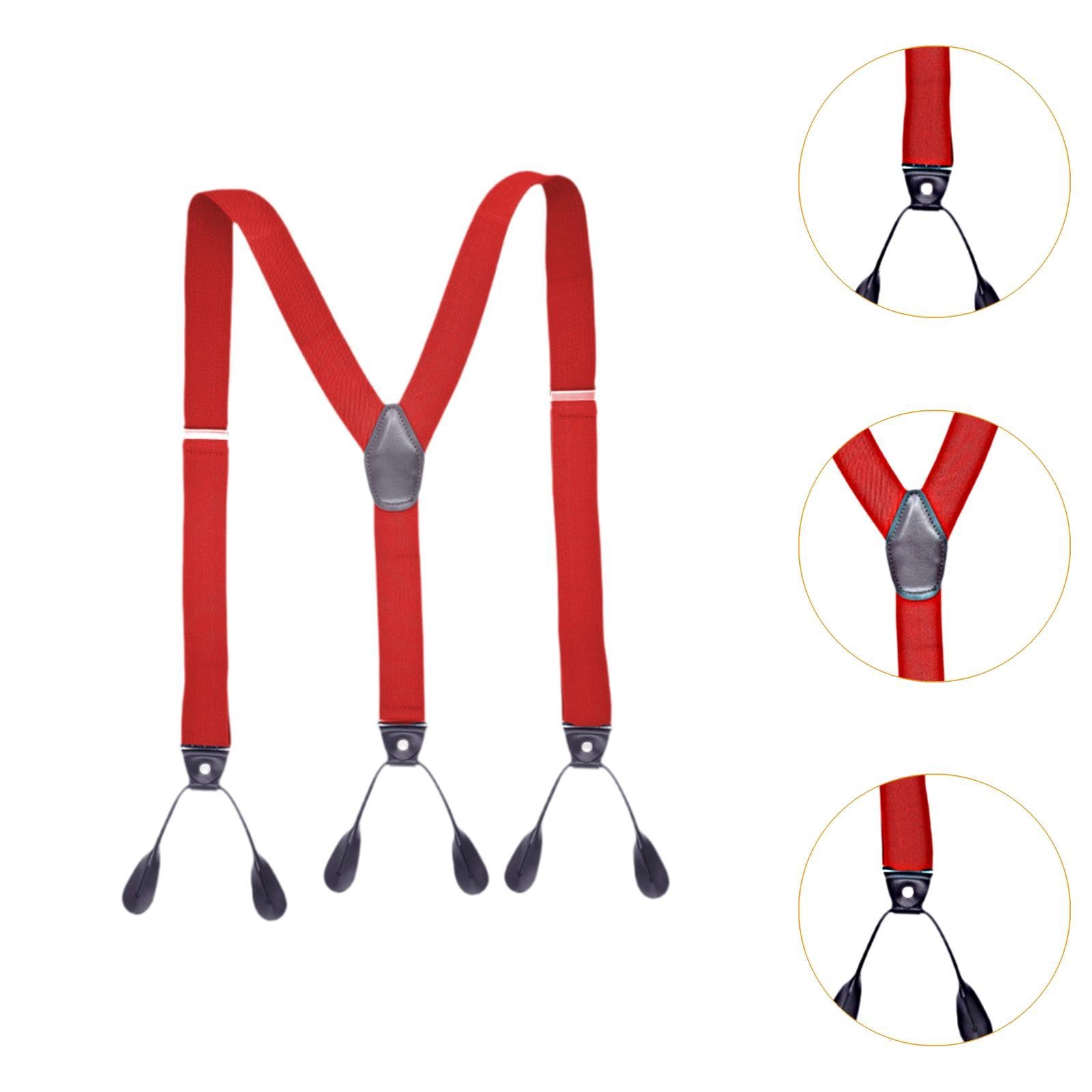 Men's Suspenders Adjustable 6 Clips Gift Elastic for Jeans Dance Formal Wear Red