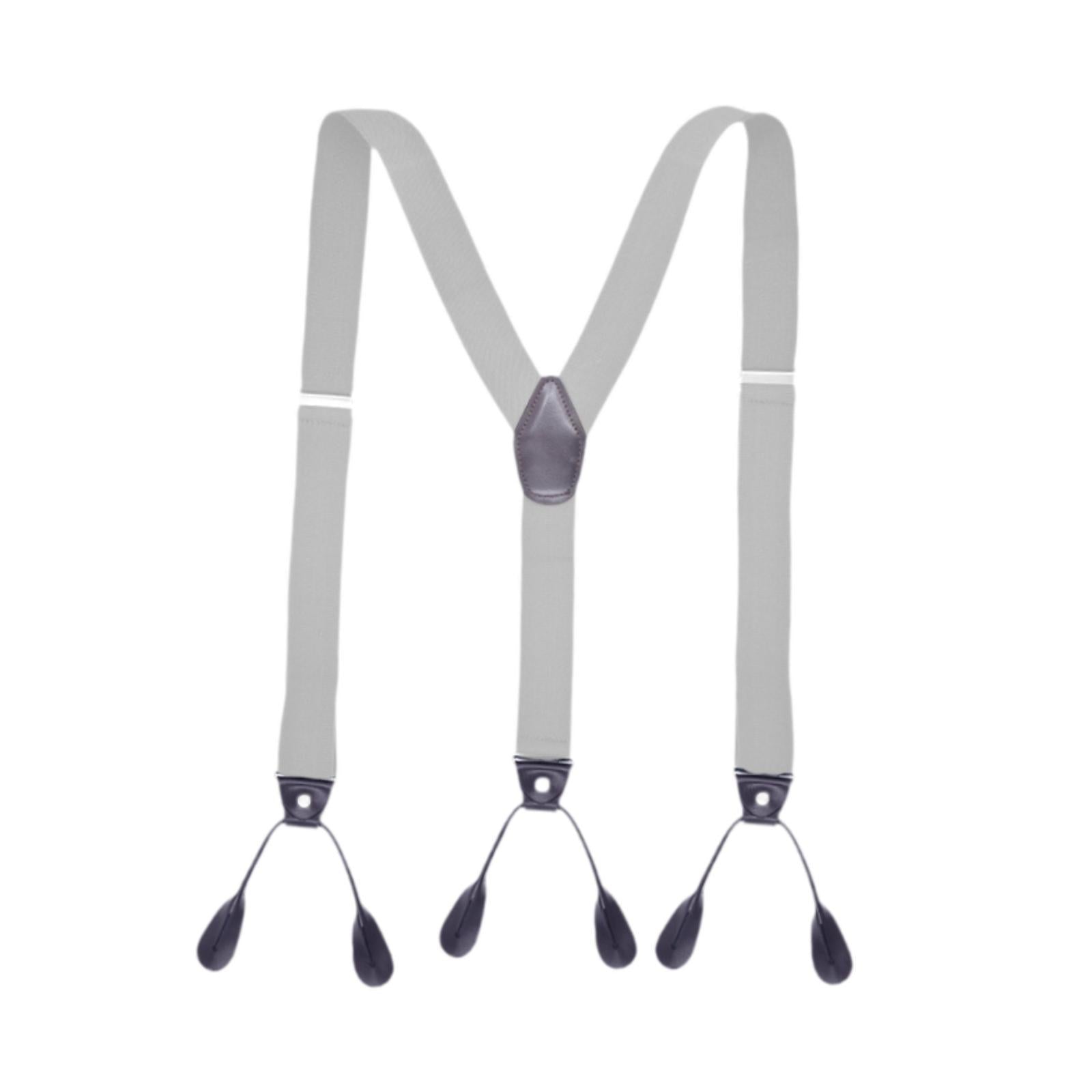 Men's Suspenders Adjustable 6 Clips Gift Elastic for Jeans Dance Formal Wear Light Gray