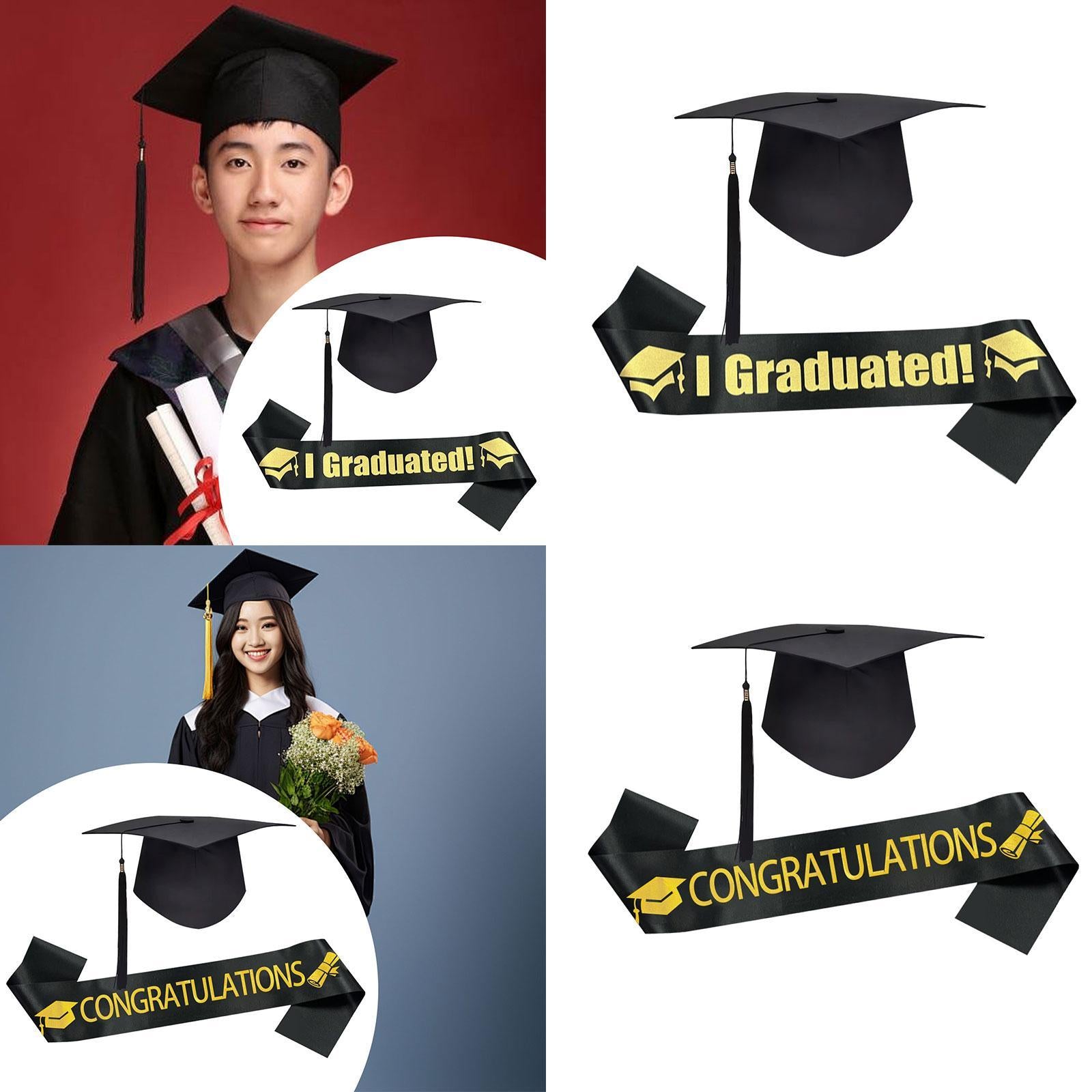 Graduation Cap and Shoulder Strap Photo Prop for Bachelor High School Master I Graduated