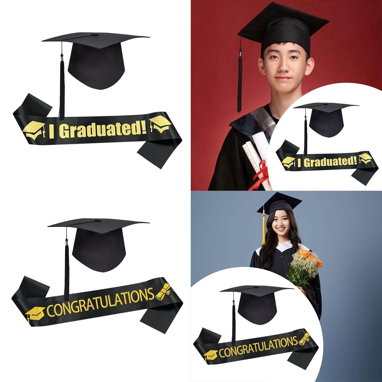 Graduation Cap and Shoulder Strap Photo Prop for Bachelor High School Master I Graduated