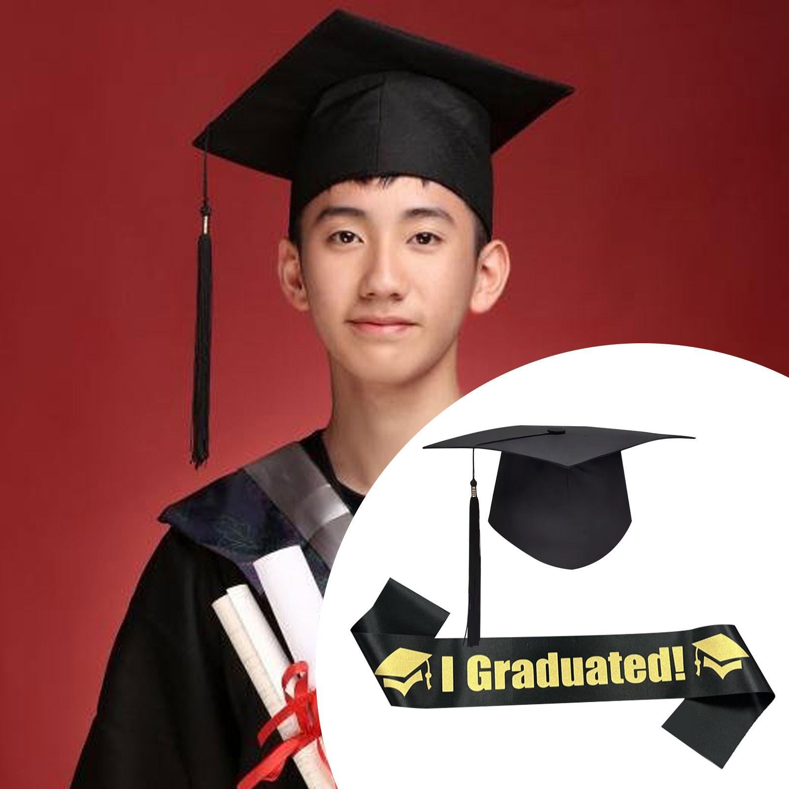 Graduation Cap and Shoulder Strap Photo Prop for Bachelor High School Master I Graduated