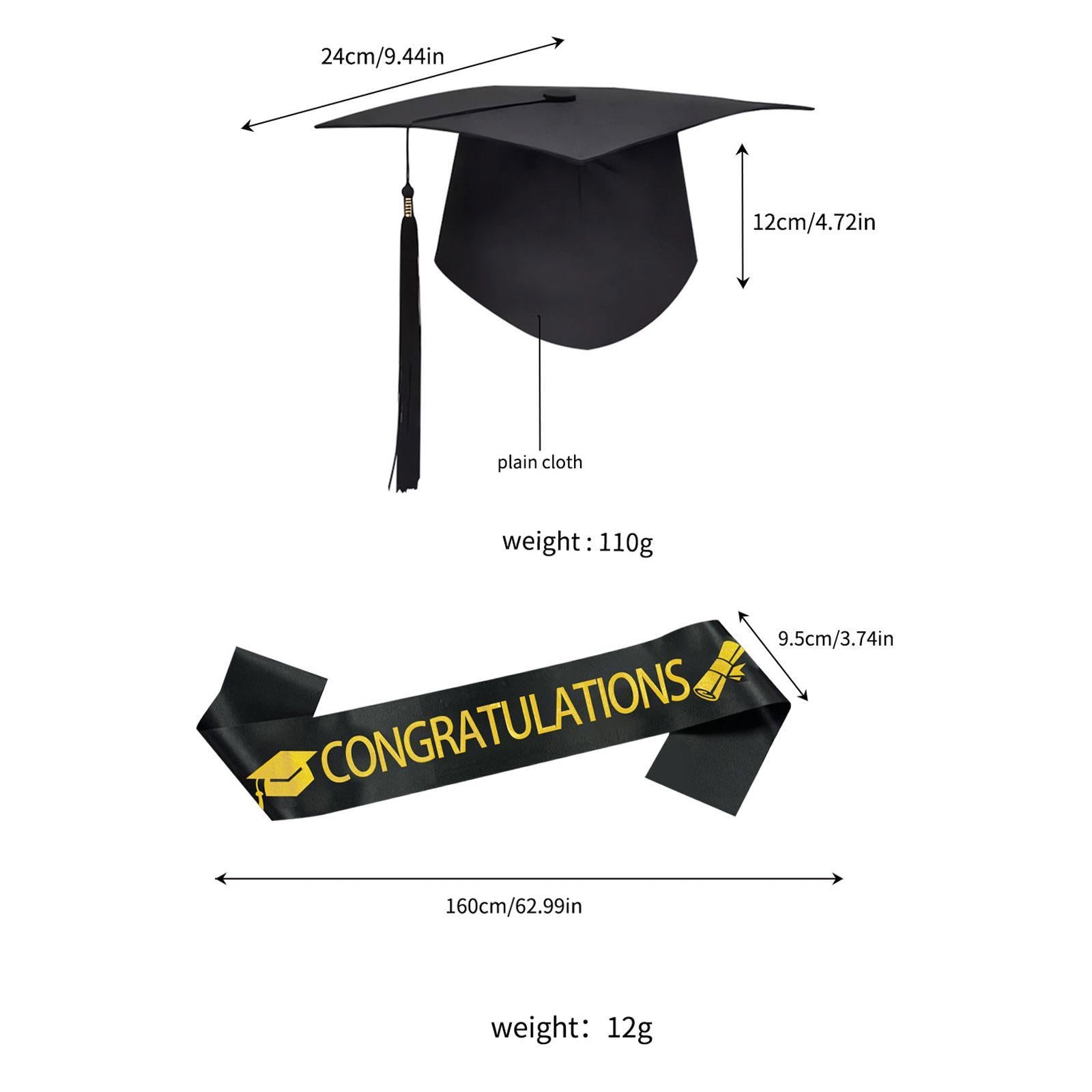 Graduation Cap and Shoulder Strap Photo Prop for Bachelor High School Master Congratulations