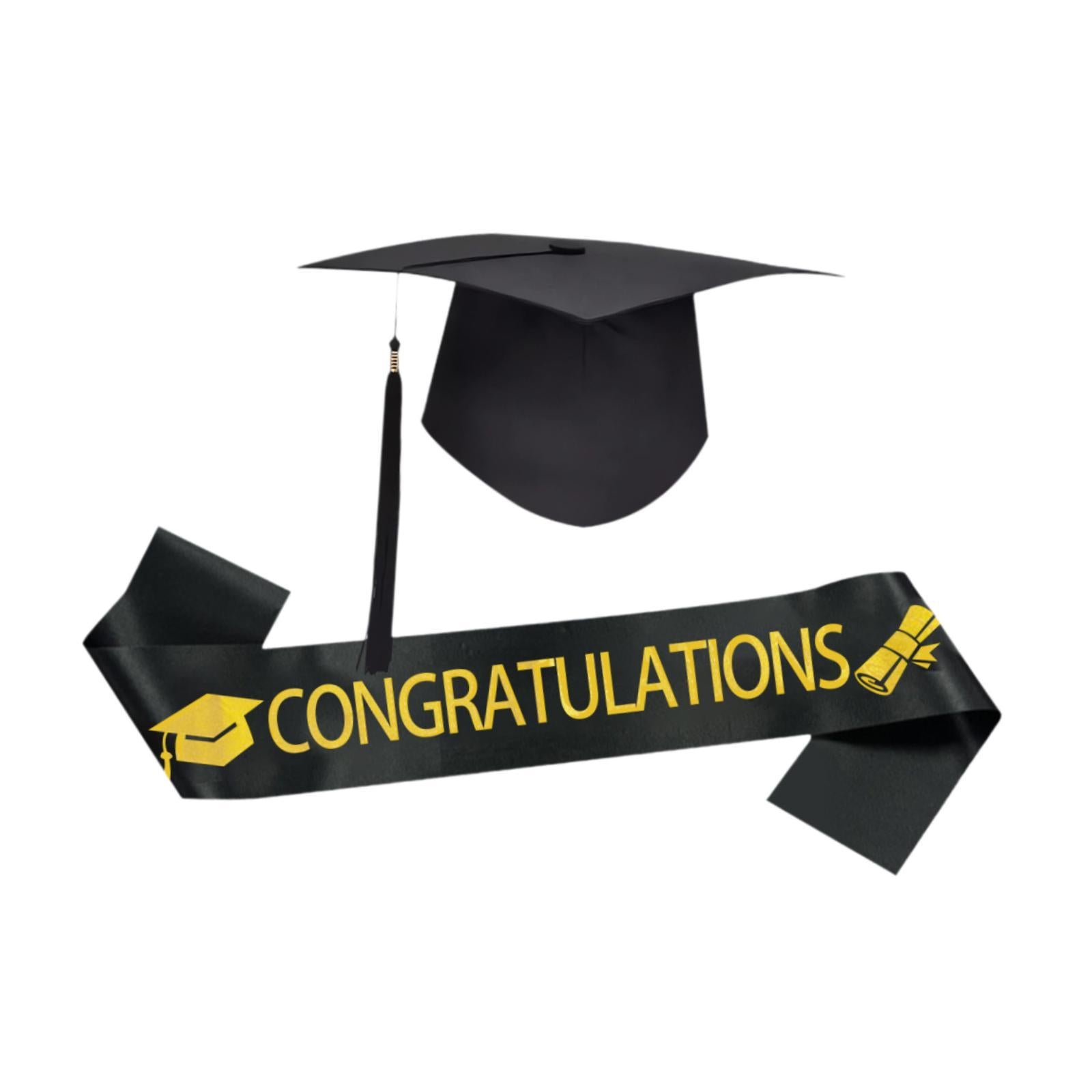 Graduation Cap and Shoulder Strap Photo Prop for Bachelor High School Master Congratulations
