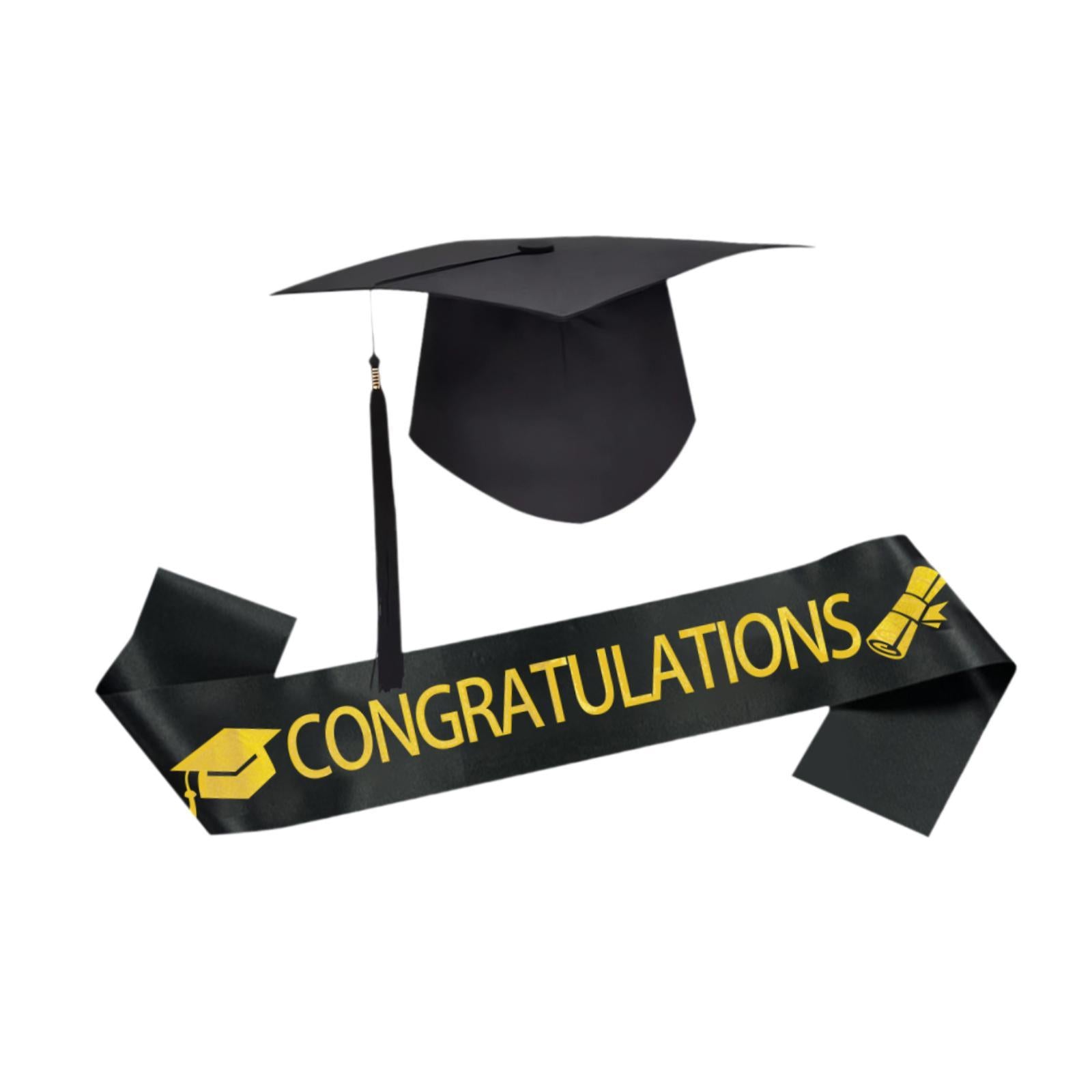 Graduation Cap and Shoulder Strap Photo Prop for Bachelor High School Master Congratulations