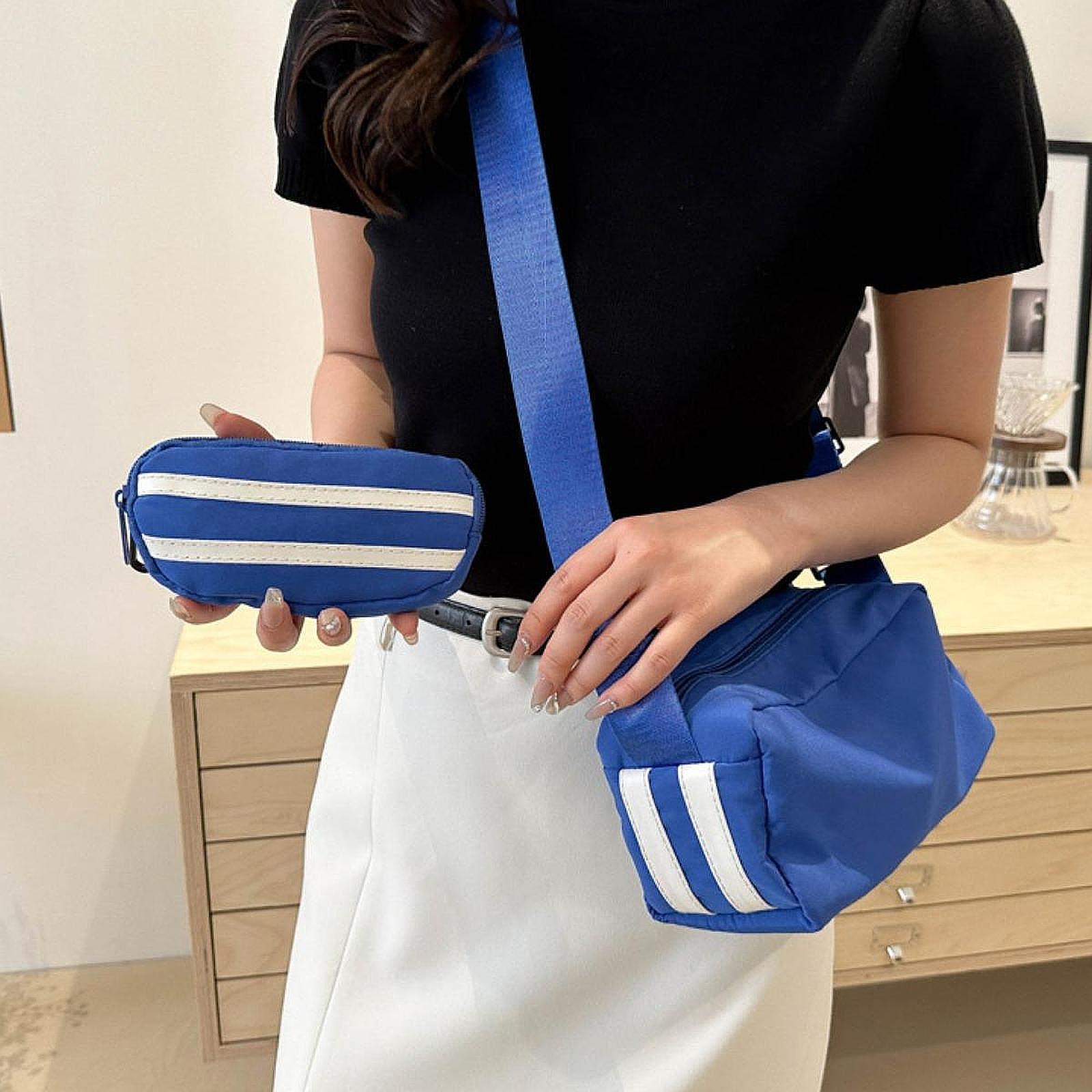 Crossbody Bag with Adjustable Strap Lightweight Oxford Cloth Stylish Handbag Blue