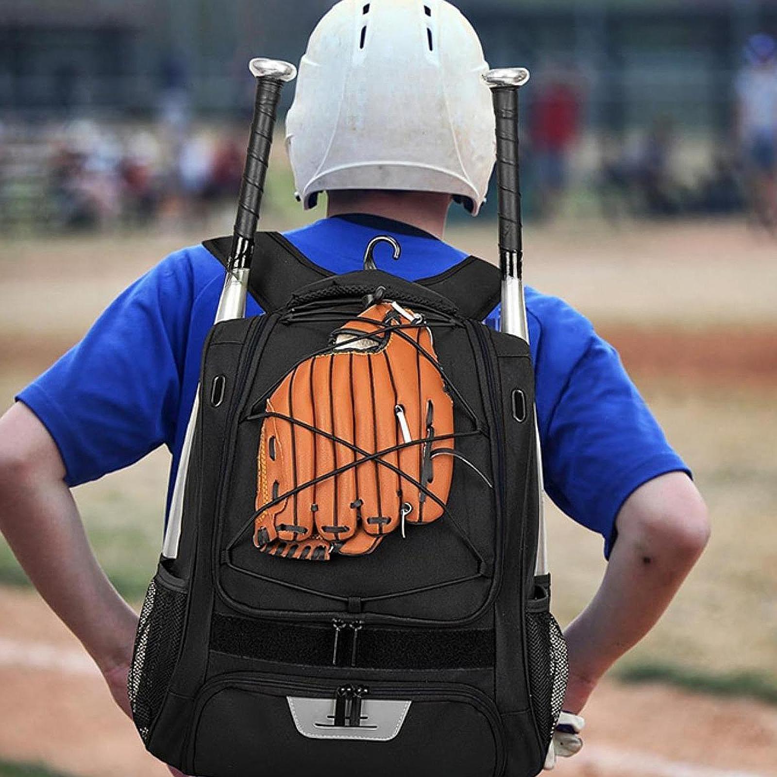 Baseball Backpack Professional Portable Sport Bag for Gym Soccer Boys Girls black