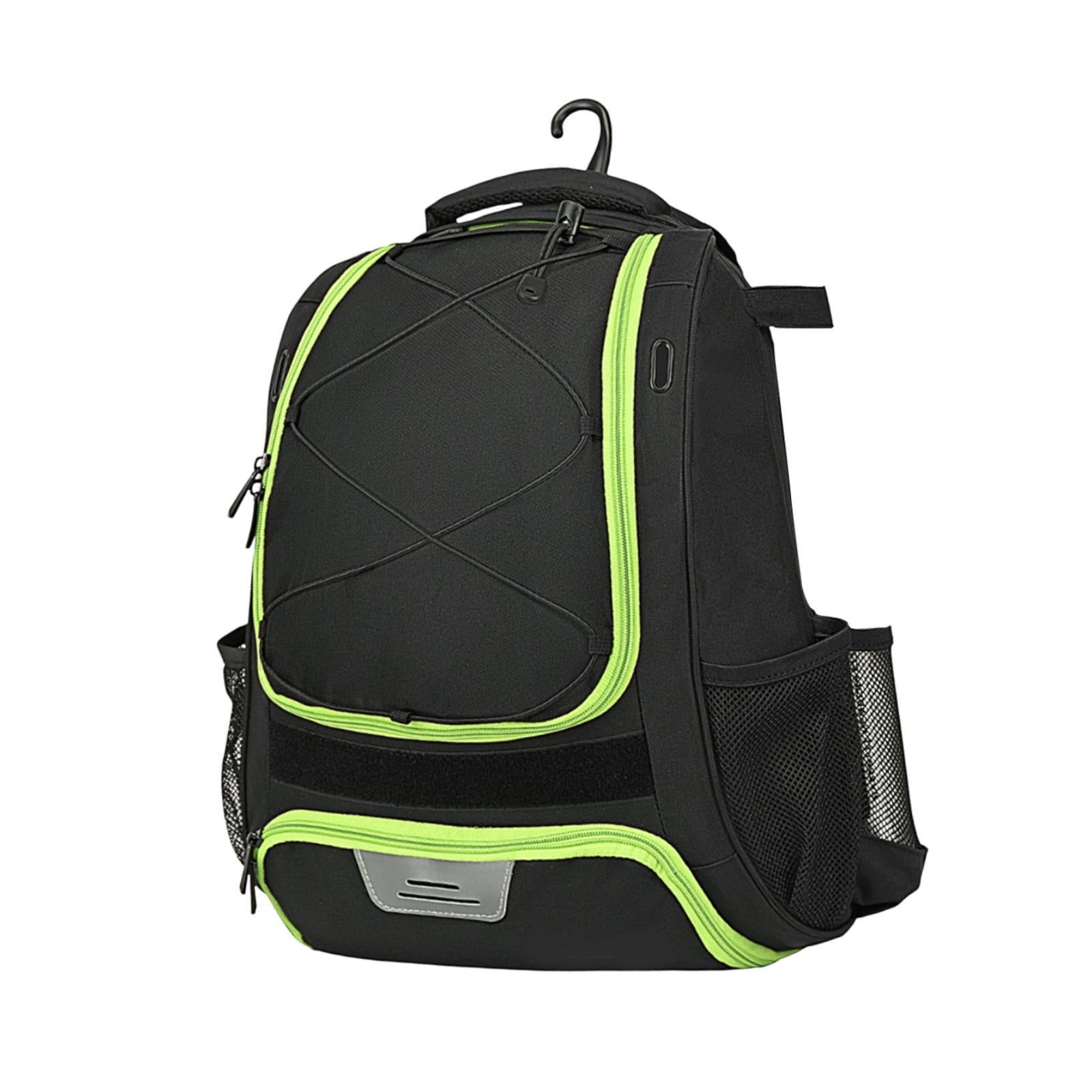 Baseball Backpack Professional Portable Sport Bag for Gym Soccer Boys Girls black green