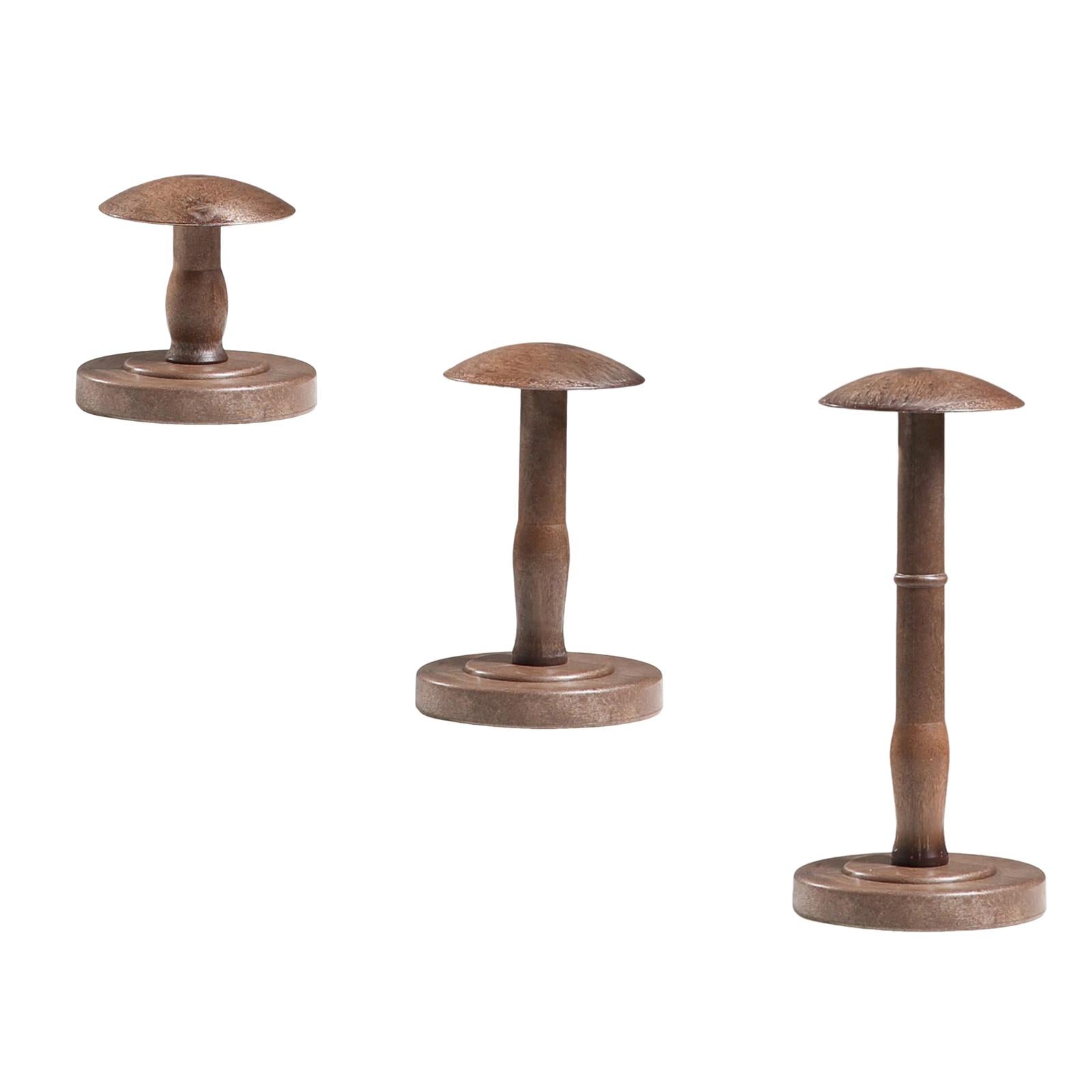 Wig Head Display Wood Domed Rustic Hat Holder for Tabletop Decoration Closet S