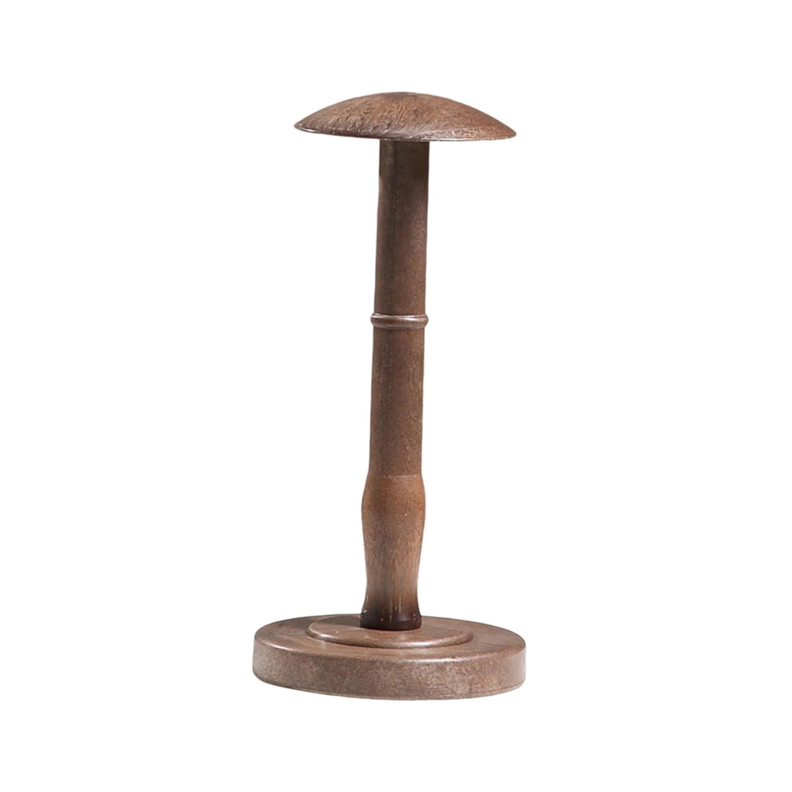 Wig Head Display Wood Domed Rustic Hat Holder for Tabletop Decoration Closet L