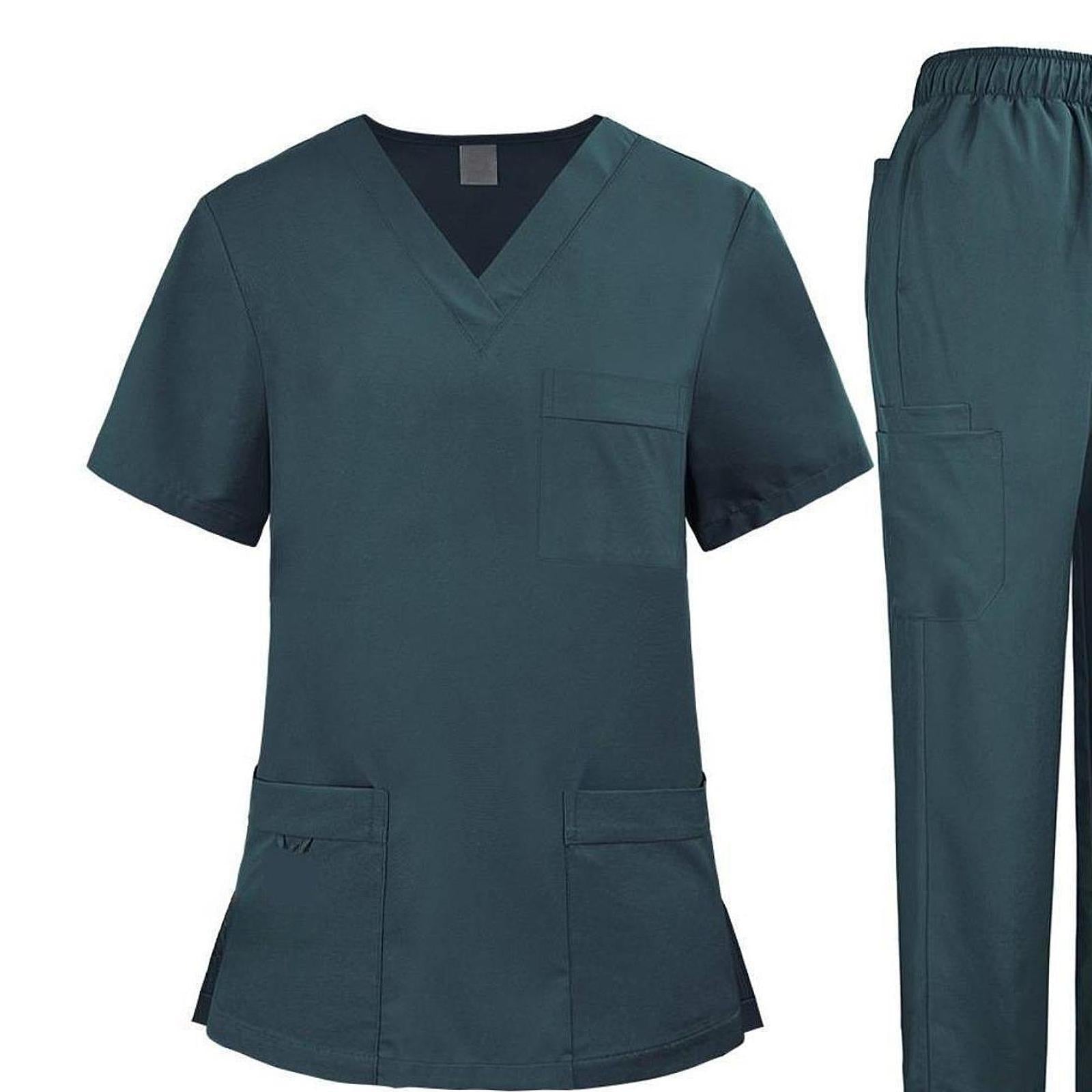 Nursing Uniforms Scrub Set Nursing Work Suit for Cosmetology Pet Groomer SPA M Green