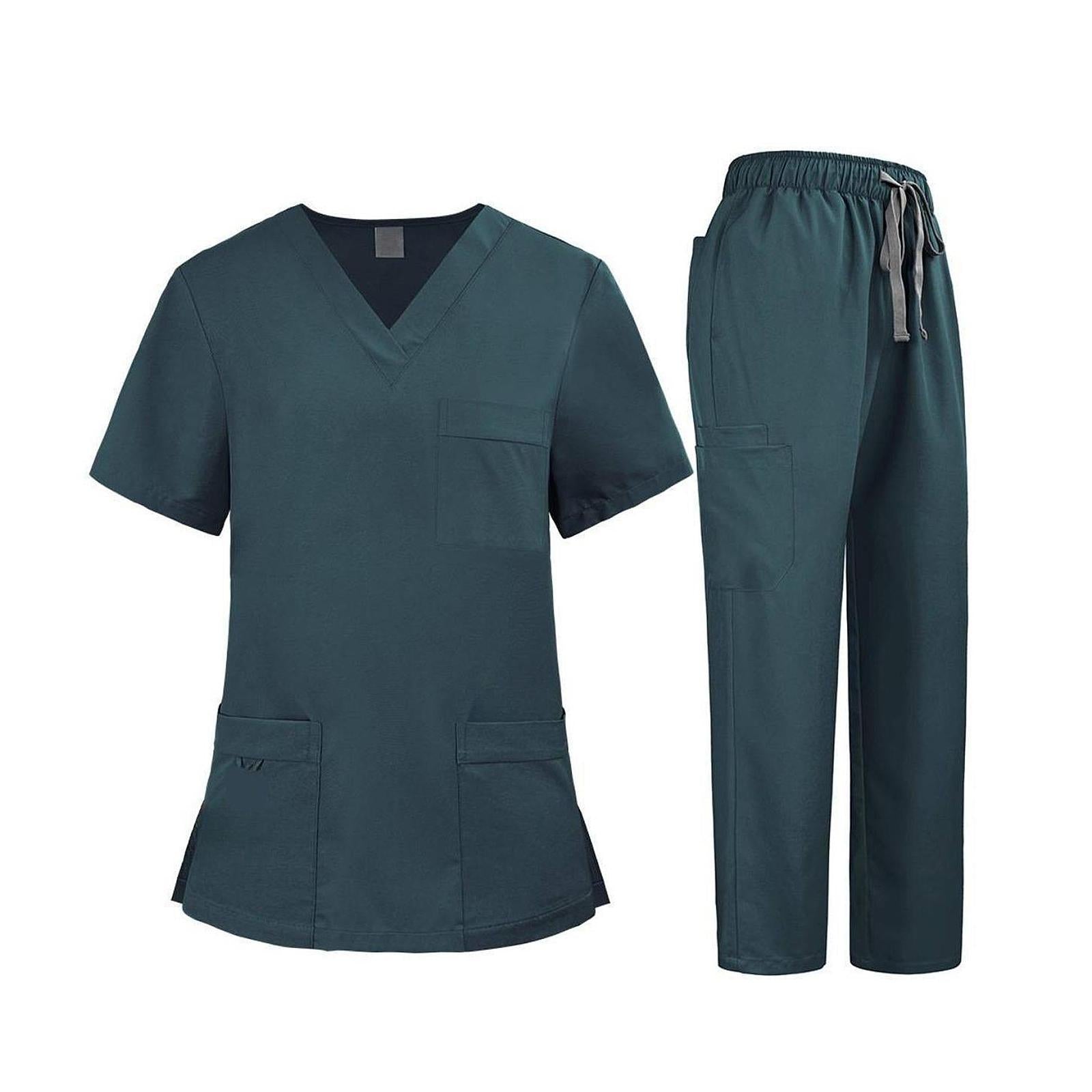 Nursing Uniforms Scrub Set Nursing Work Suit for Cosmetology Pet Groomer SPA L Green