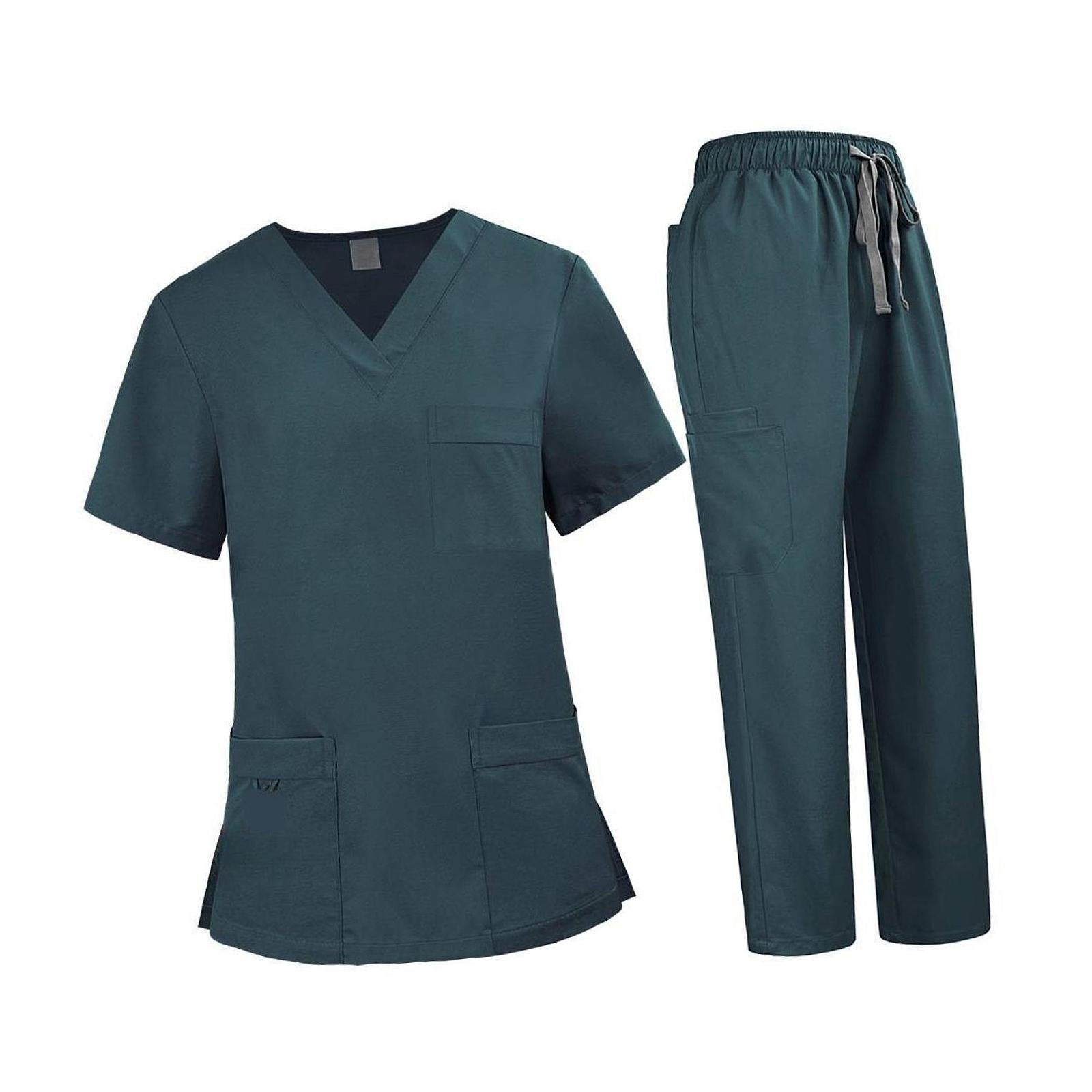 Nursing Uniforms Scrub Set Nursing Work Suit for Cosmetology Pet Groomer SPA L Green