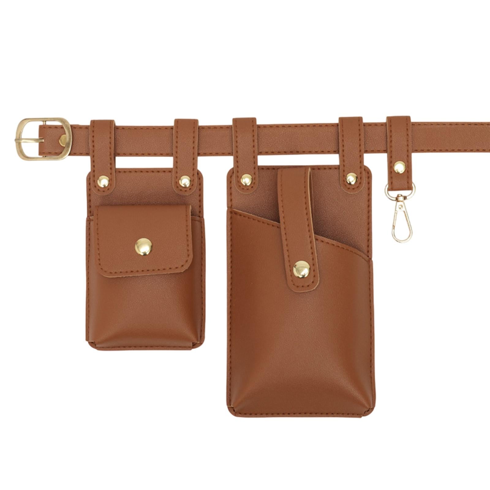 Fanny Pack PU Leather Waist Organiser Belt Fashion Multifunctional Waist Bag Light Brown