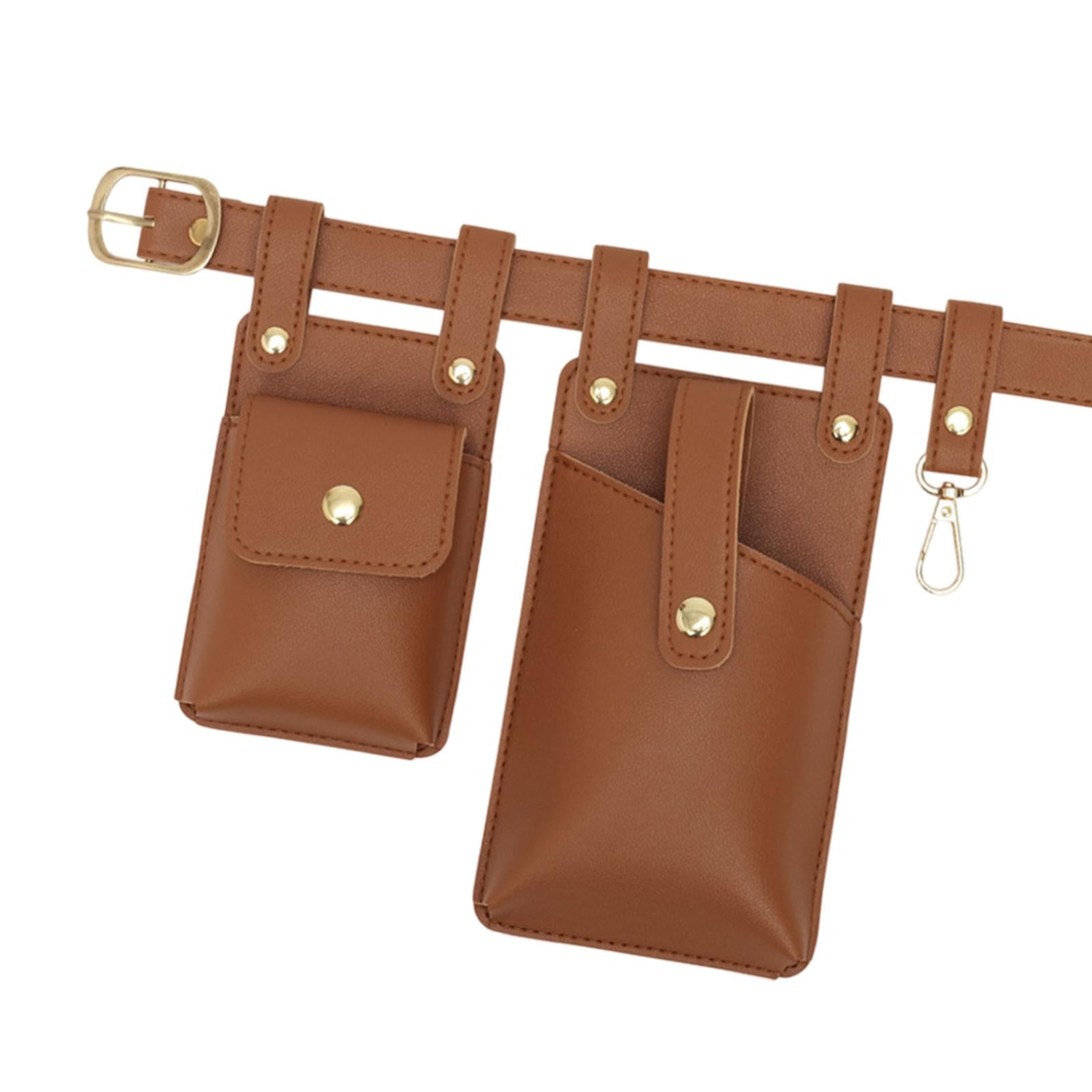 Fanny Pack PU Leather Waist Organiser Belt Fashion Multifunctional Waist Bag Light Brown