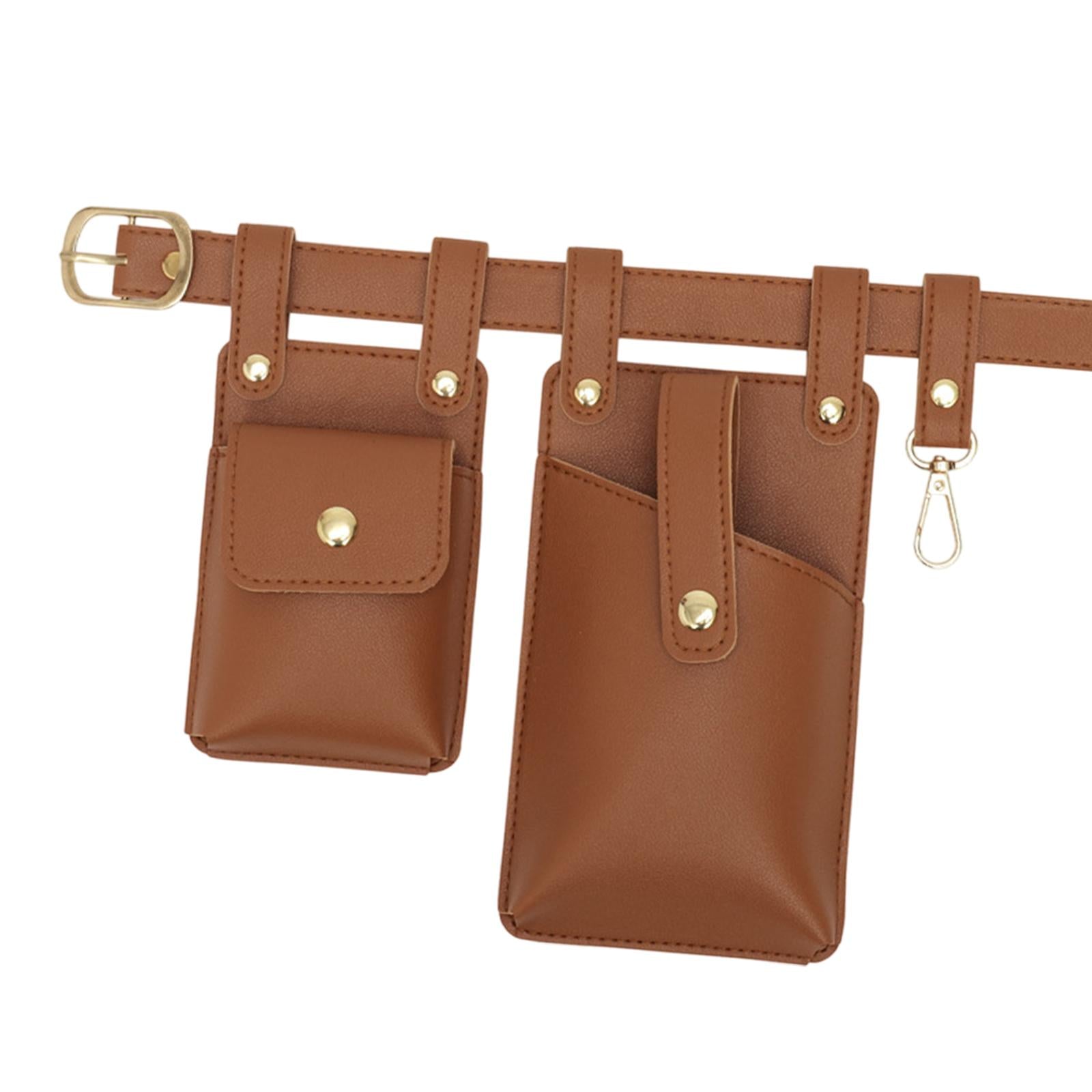 Fanny Pack PU Leather Waist Organiser Belt Fashion Multifunctional Waist Bag Light Brown