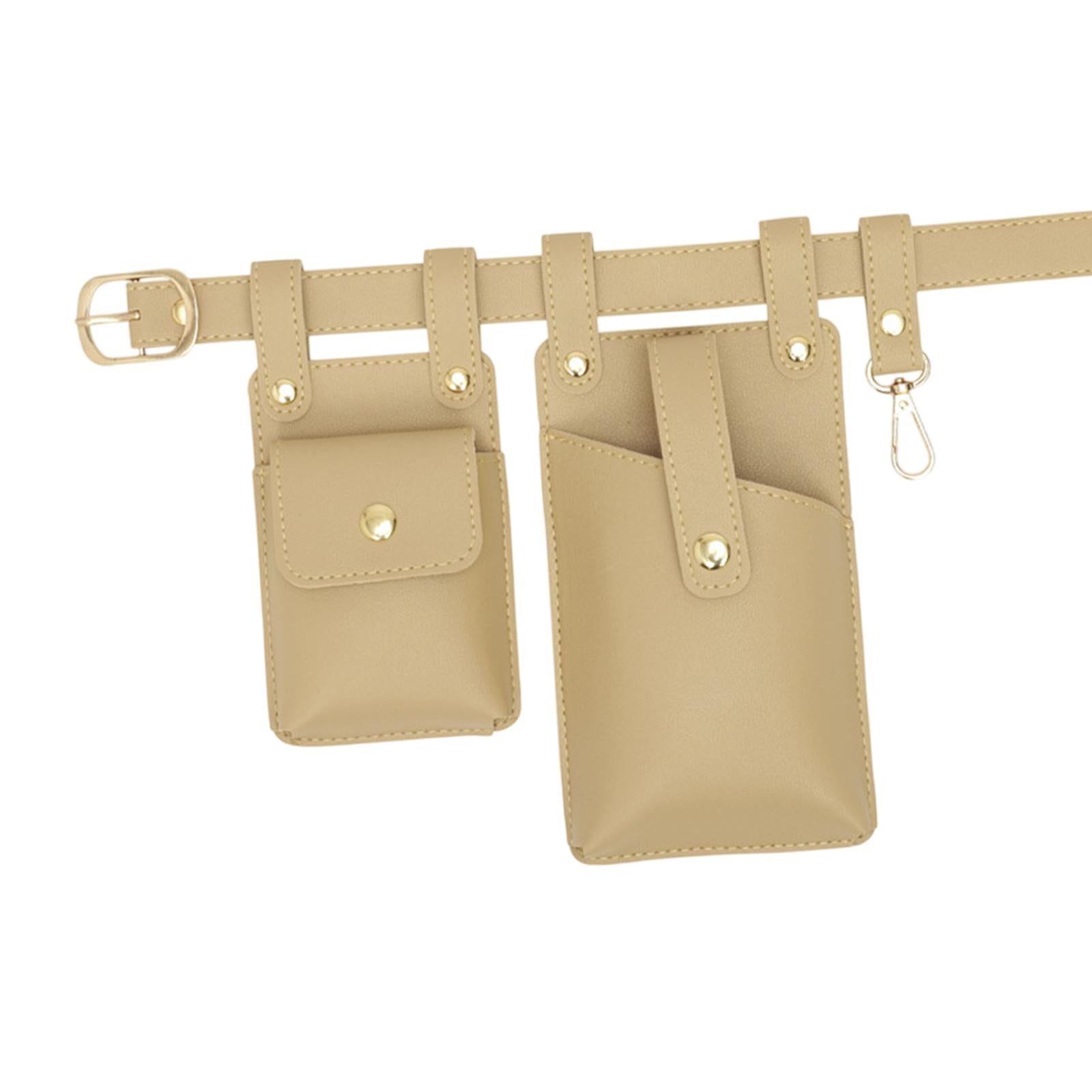 Fanny Pack PU Leather Waist Organiser Belt Fashion Multifunctional Waist Bag Khaki