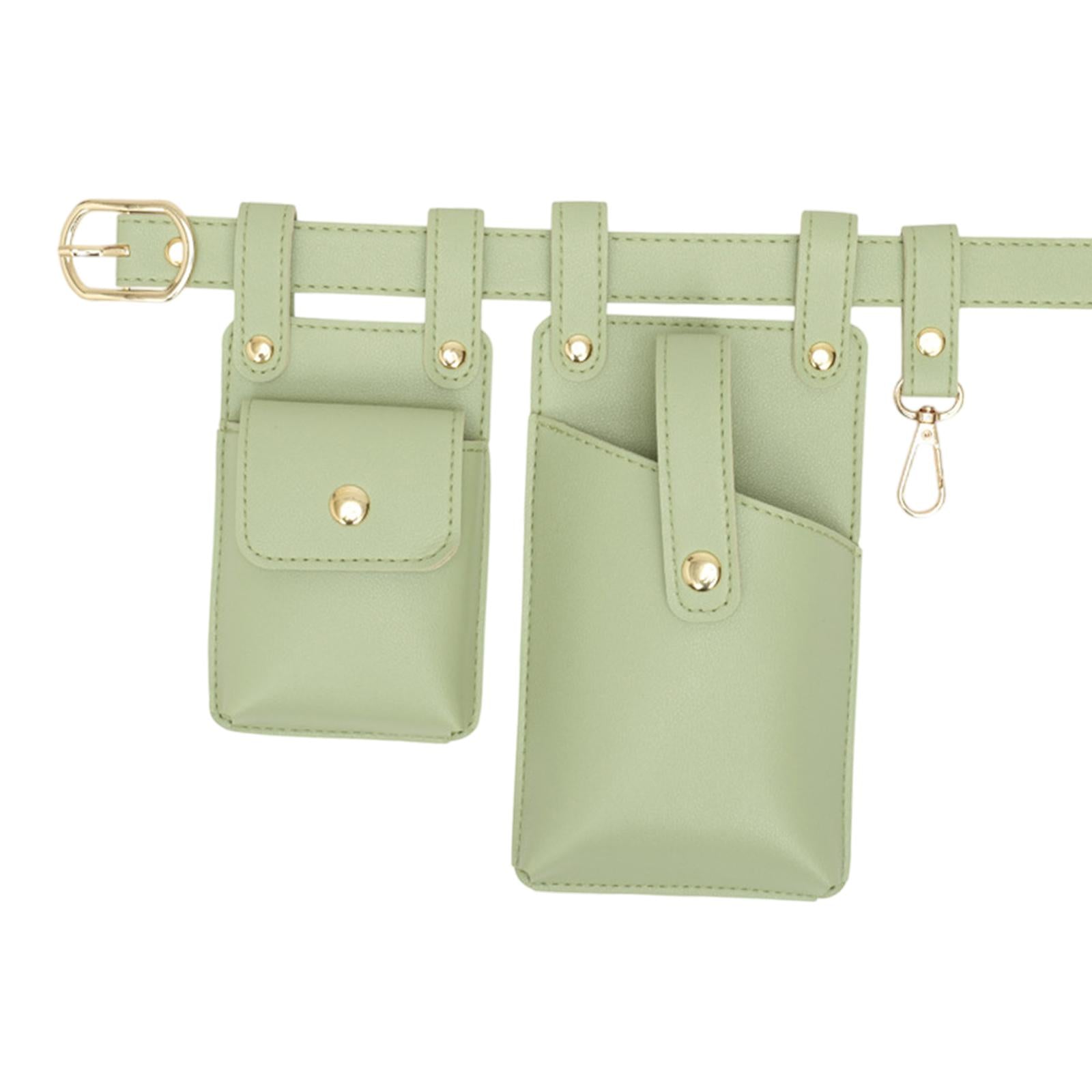 Fanny Pack PU Leather Waist Organiser Belt Fashion Multifunctional Waist Bag Light Green
