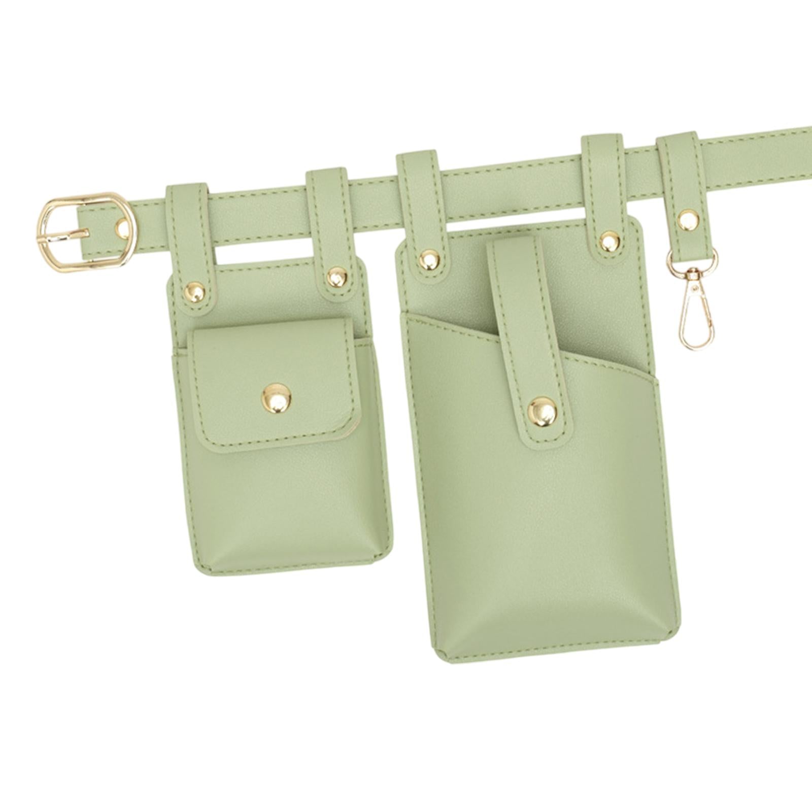 Fanny Pack PU Leather Waist Organiser Belt Fashion Multifunctional Waist Bag Light Green