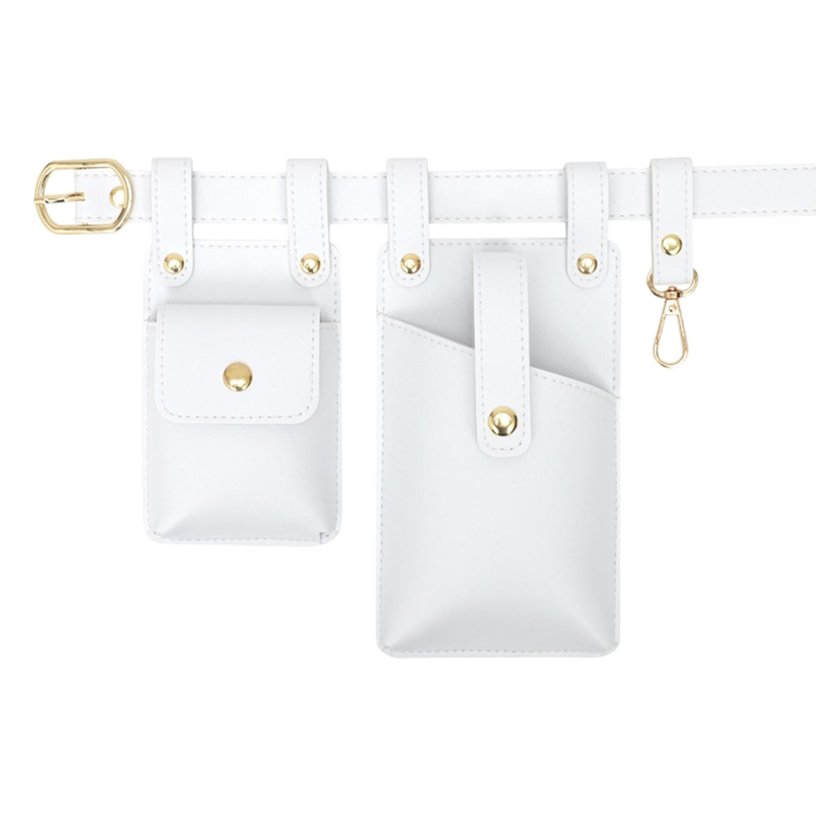 Fanny Pack PU Leather Waist Organiser Belt Fashion Multifunctional Waist Bag White