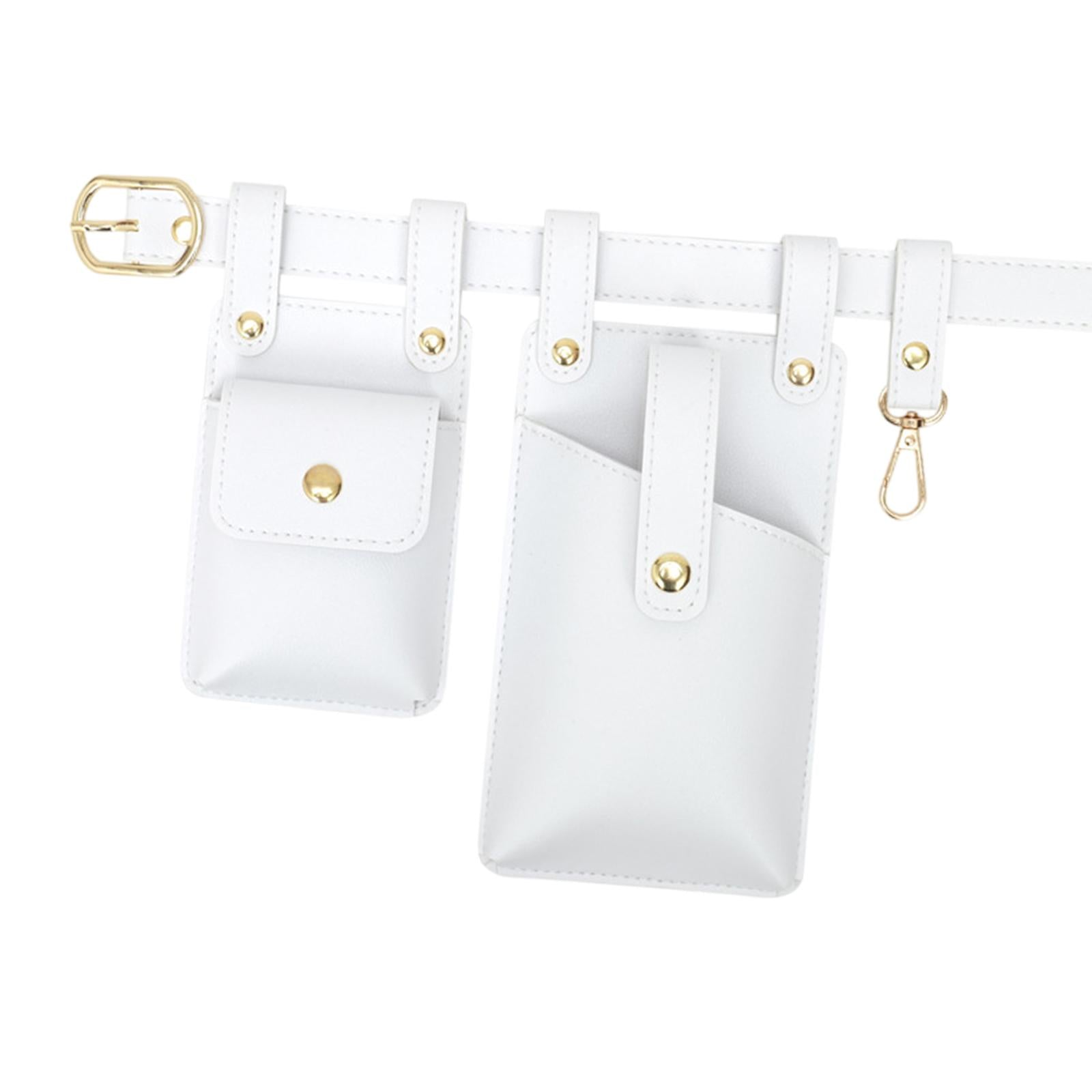 Fanny Pack PU Leather Waist Organiser Belt Fashion Multifunctional Waist Bag White