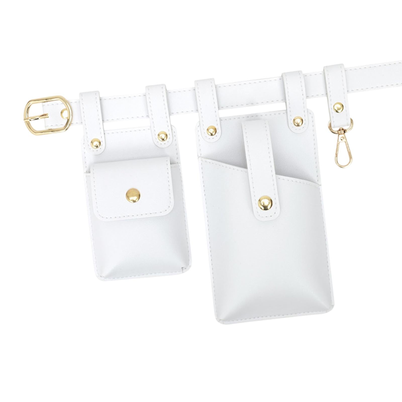 Fanny Pack PU Leather Waist Organiser Belt Fashion Multifunctional Waist Bag White