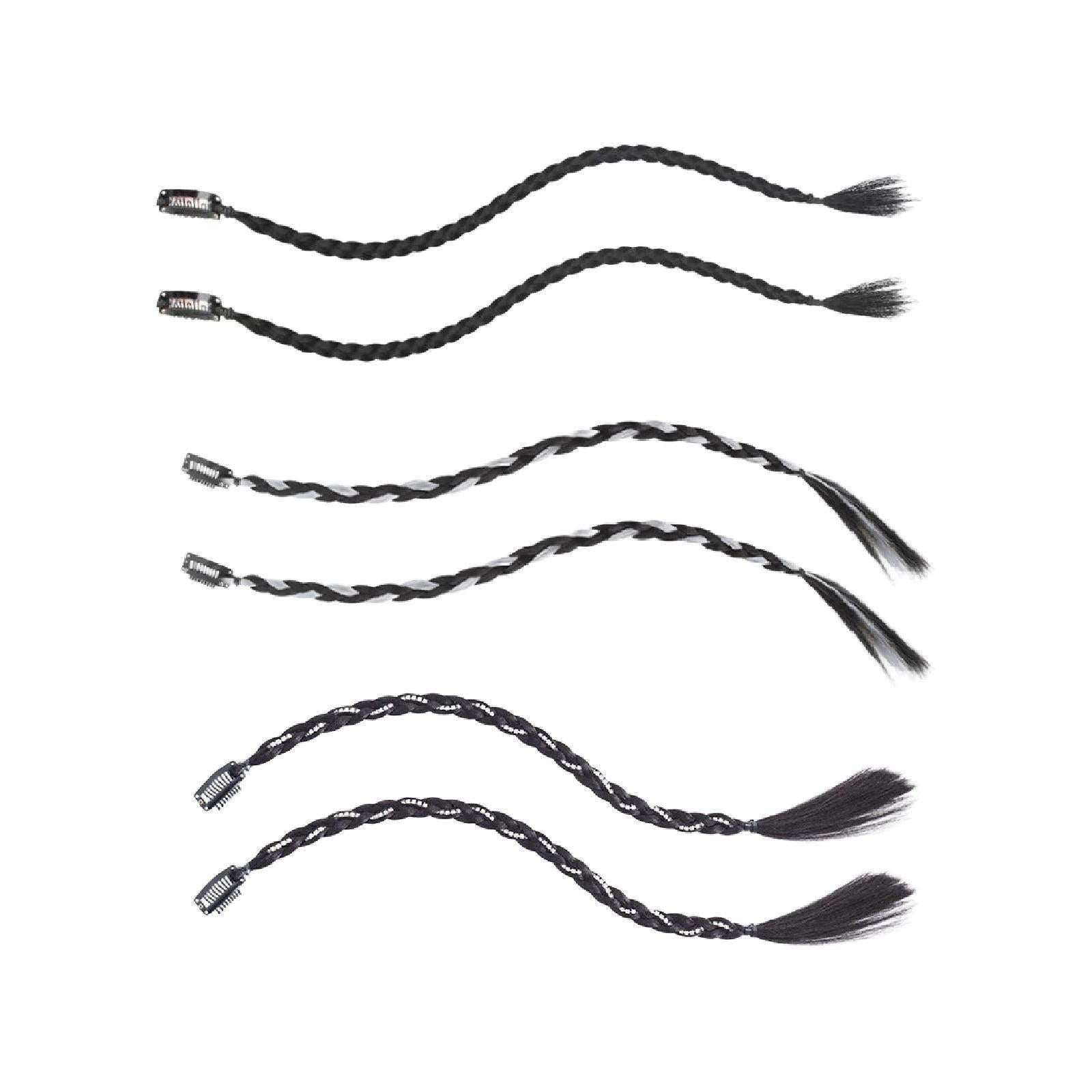 Clip in Braid Hair Extensions 45 cm for Birthday Traveling Stage Performance Black