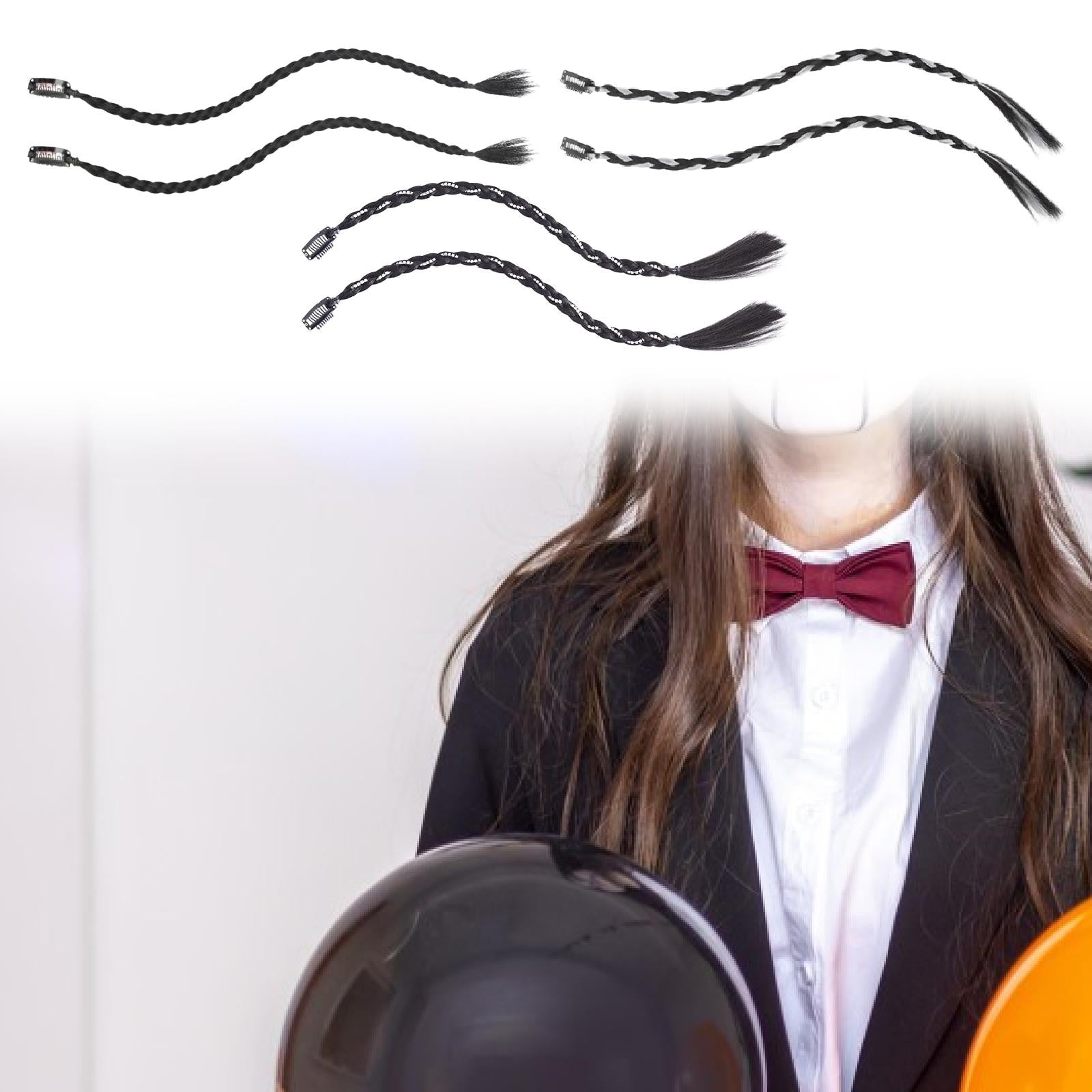 Clip in Braid Hair Extensions 45 cm for Birthday Traveling Stage Performance Black