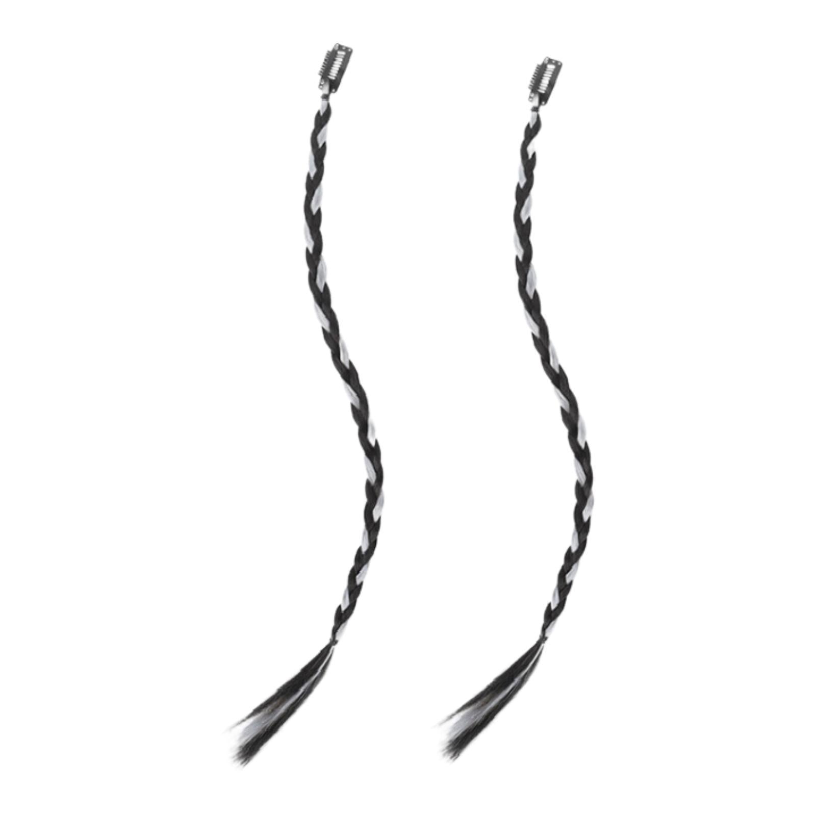 Clip in Braid Hair Extensions 45 cm for Birthday Traveling Stage Performance White Gray Black