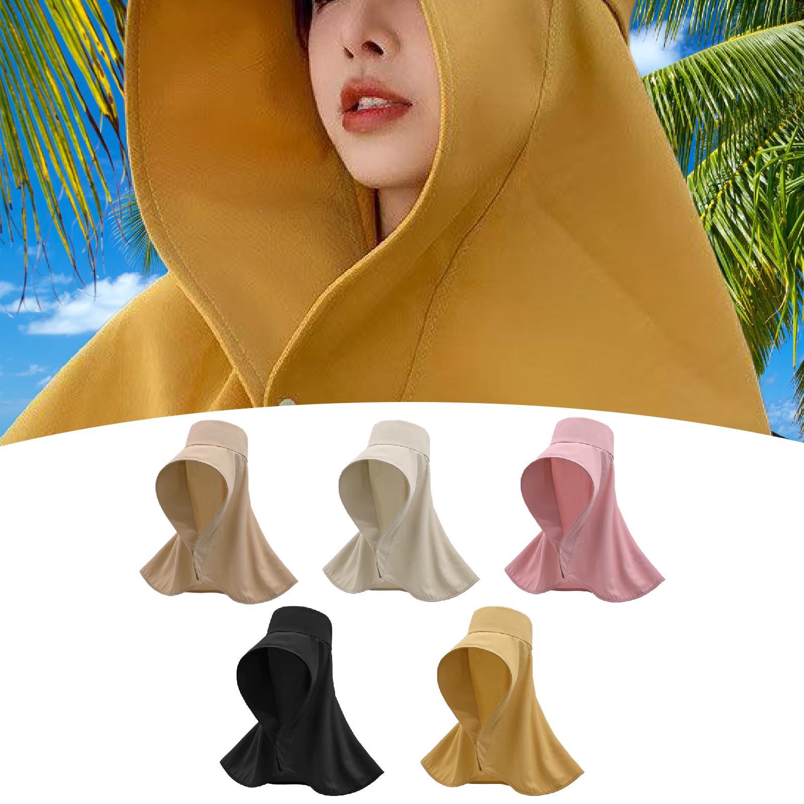 Wide Brim Shawl Sun Hat for Women Lightweight Climbing Hiking with Neck Flap Khaki