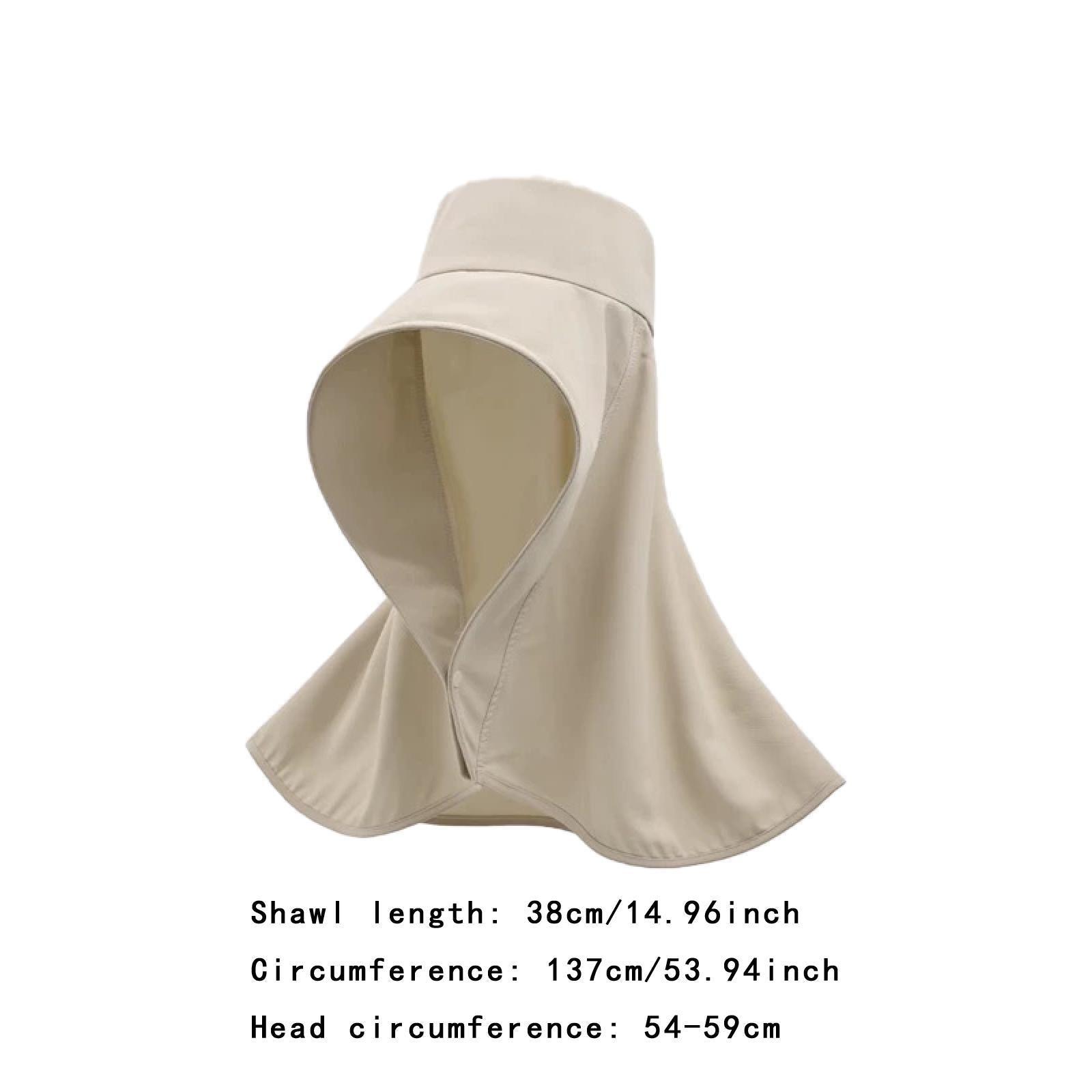 Wide Brim Shawl Sun Hat for Women Lightweight Climbing Hiking with Neck Flap Beige