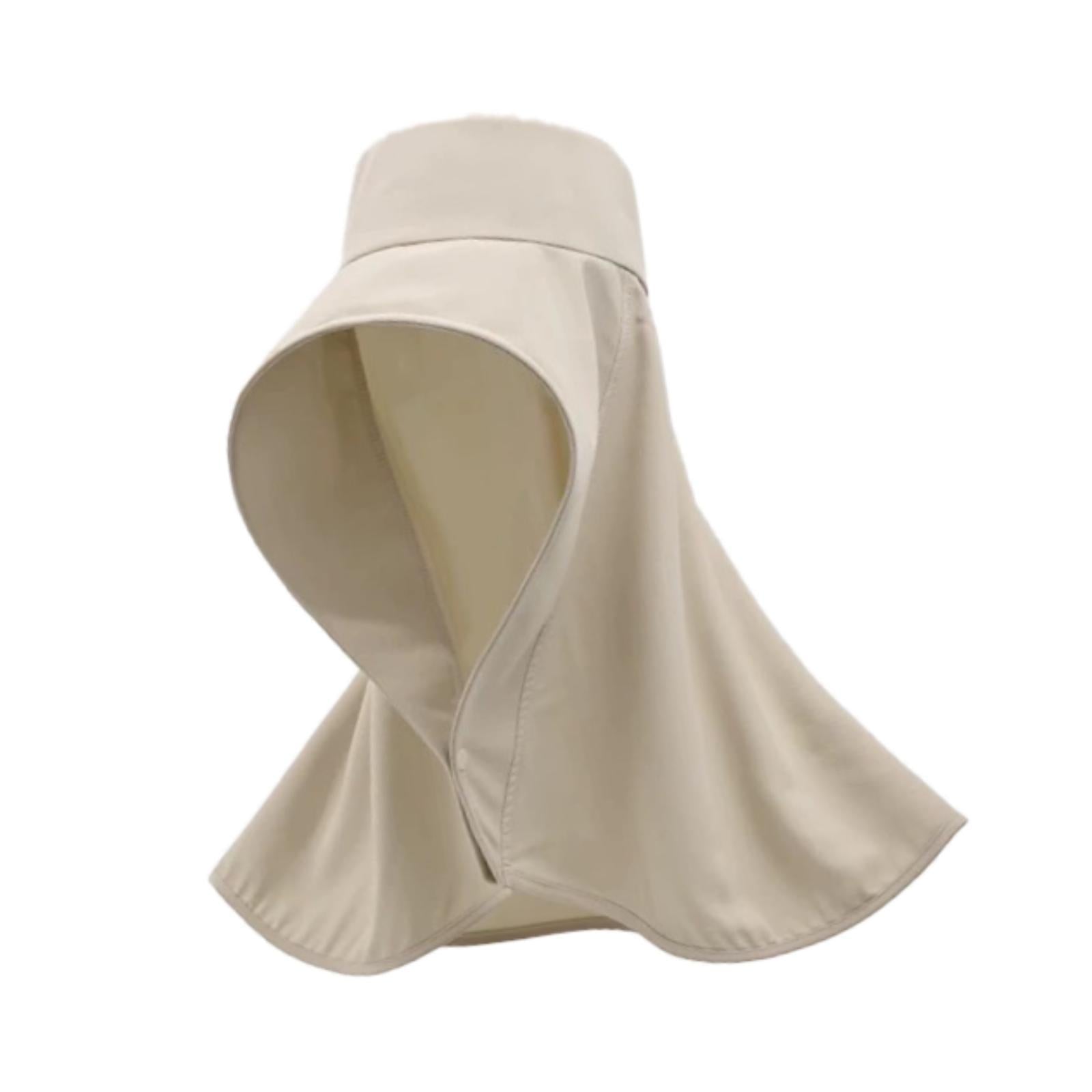 Wide Brim Shawl Sun Hat for Women Lightweight Climbing Hiking with Neck Flap Beige