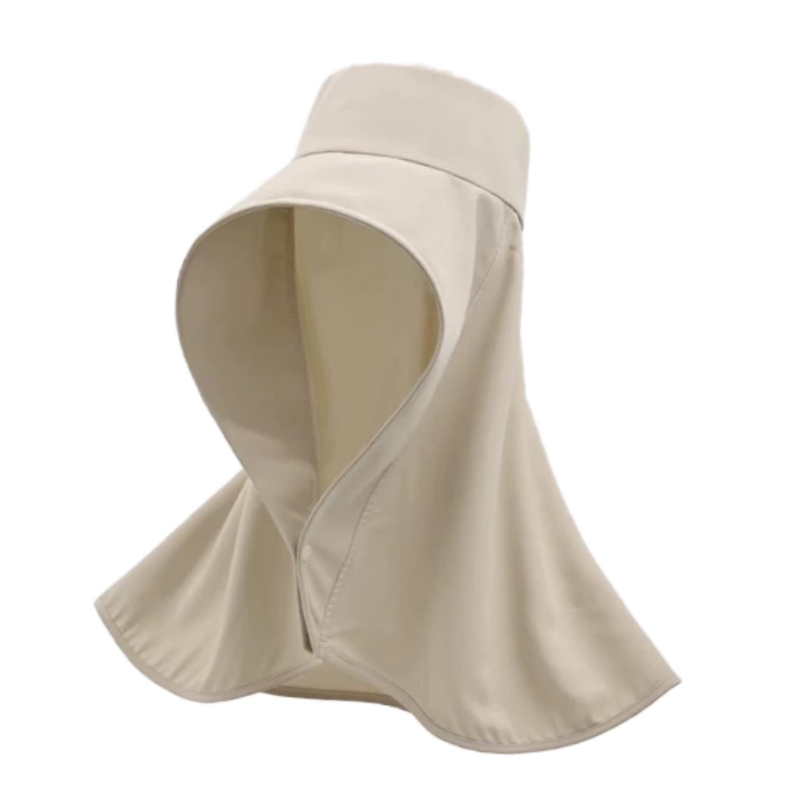 Wide Brim Shawl Sun Hat for Women Lightweight Climbing Hiking with Neck Flap Beige