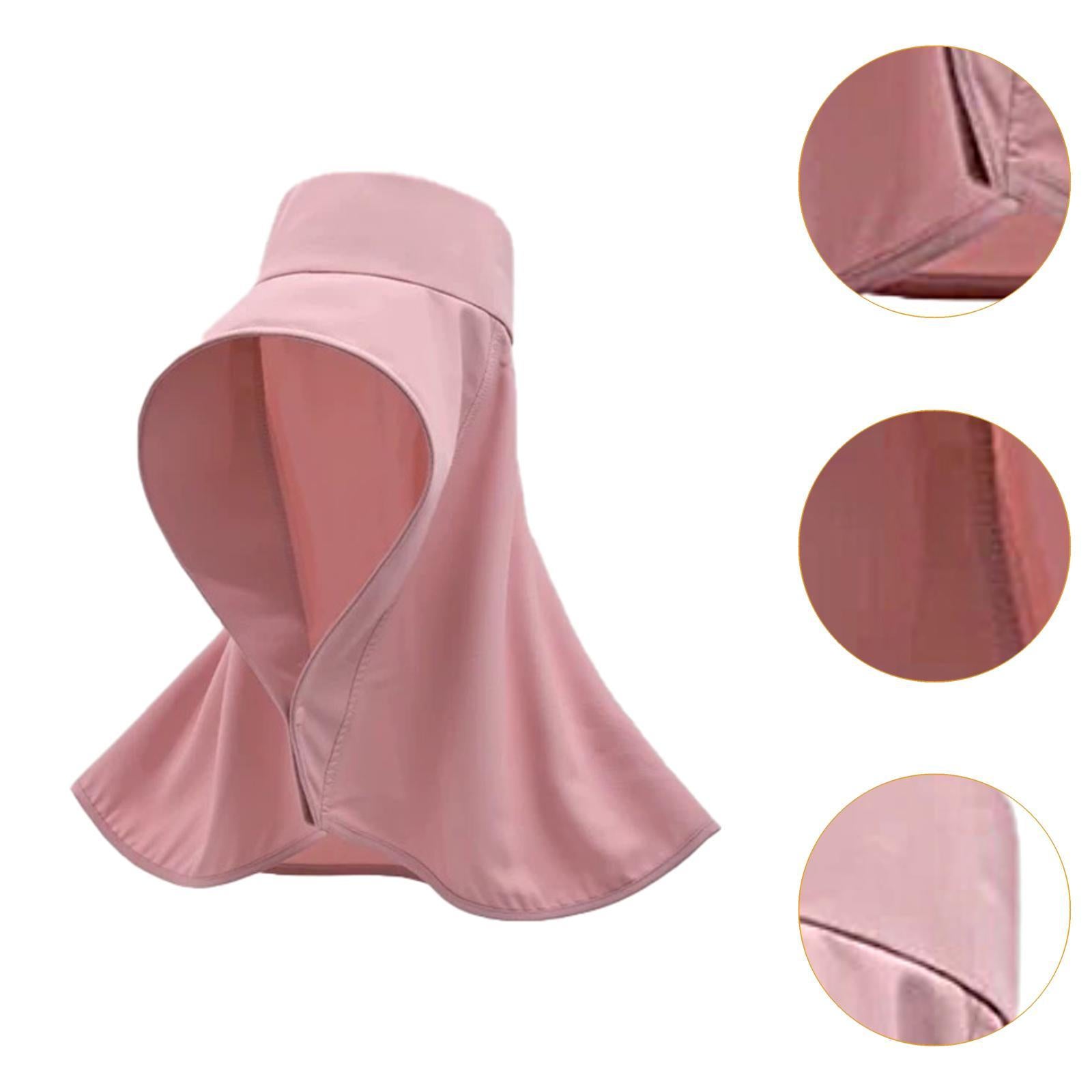 Wide Brim Shawl Sun Hat for Women Lightweight Climbing Hiking with Neck Flap Pink