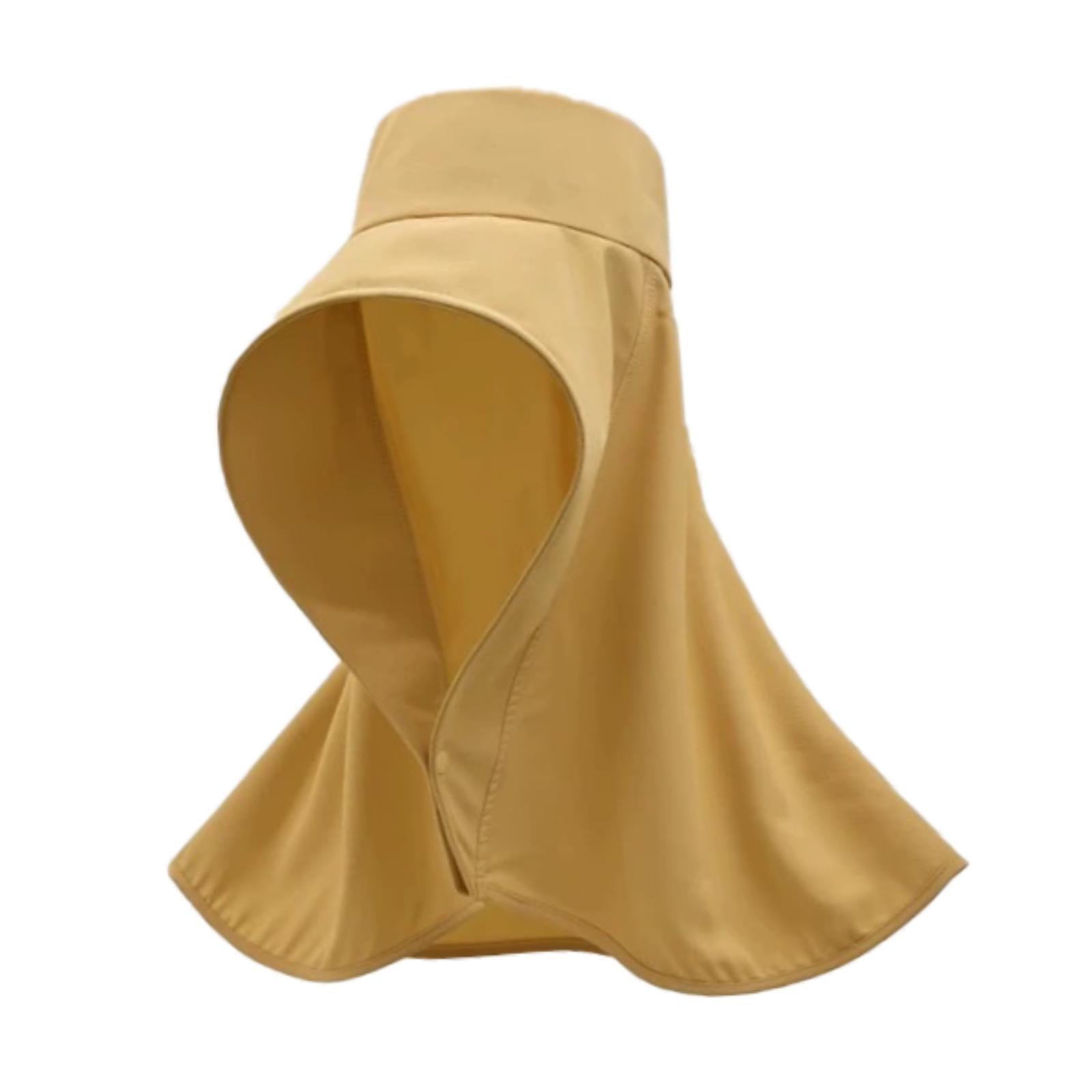 Wide Brim Shawl Sun Hat for Women Lightweight Climbing Hiking with Neck Flap Yellow