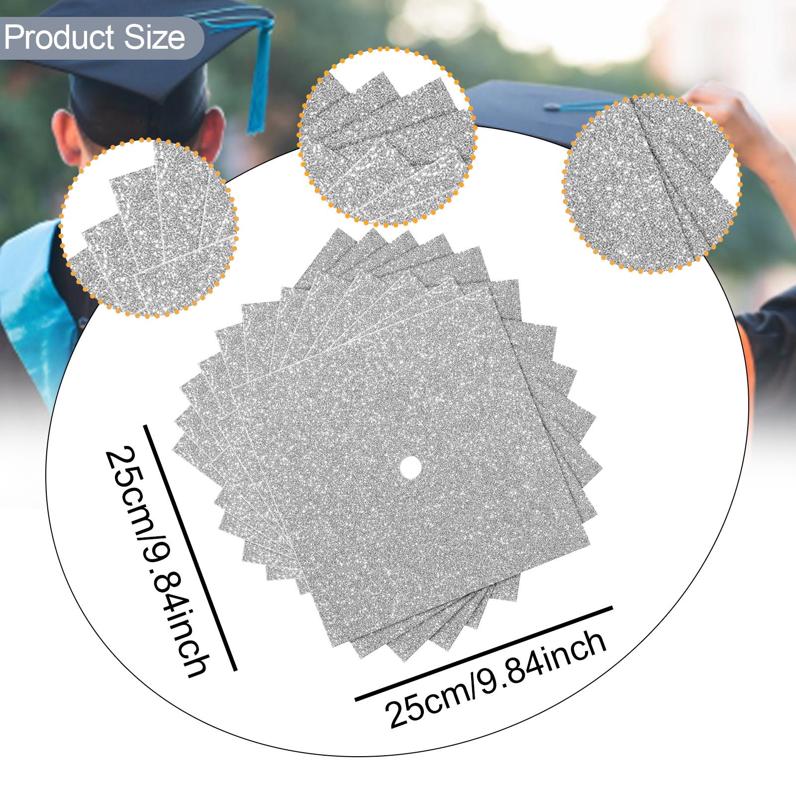 12 Pieces Construction Paper Graduation Hat Topper Graduation Cap Decoration silvery