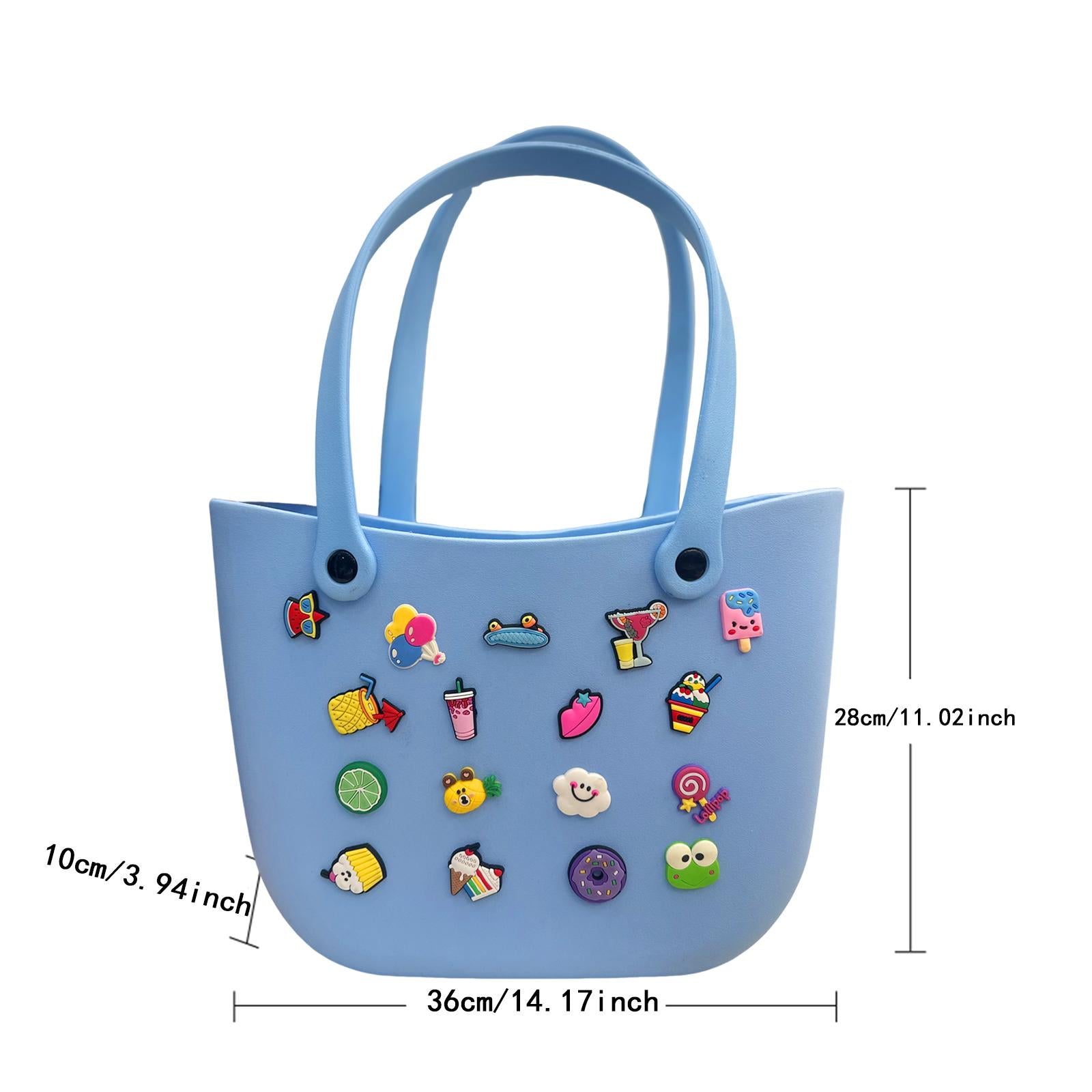 Open Tote Washable Shopping Storage Portable Leisure Easy to Clean Hole Bag Light Blue