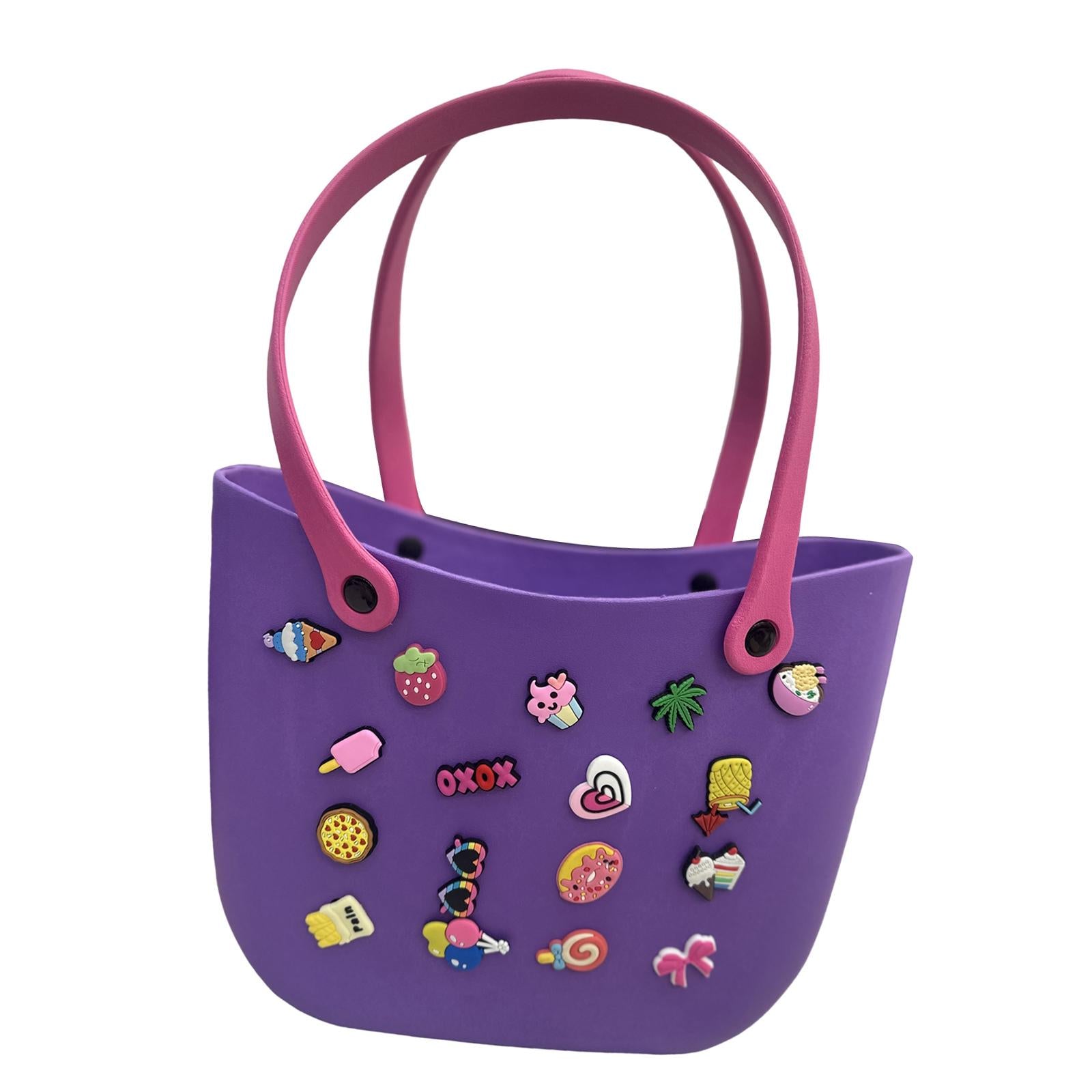 Open Tote Washable Shopping Storage Portable Leisure Easy to Clean Hole Bag Purple