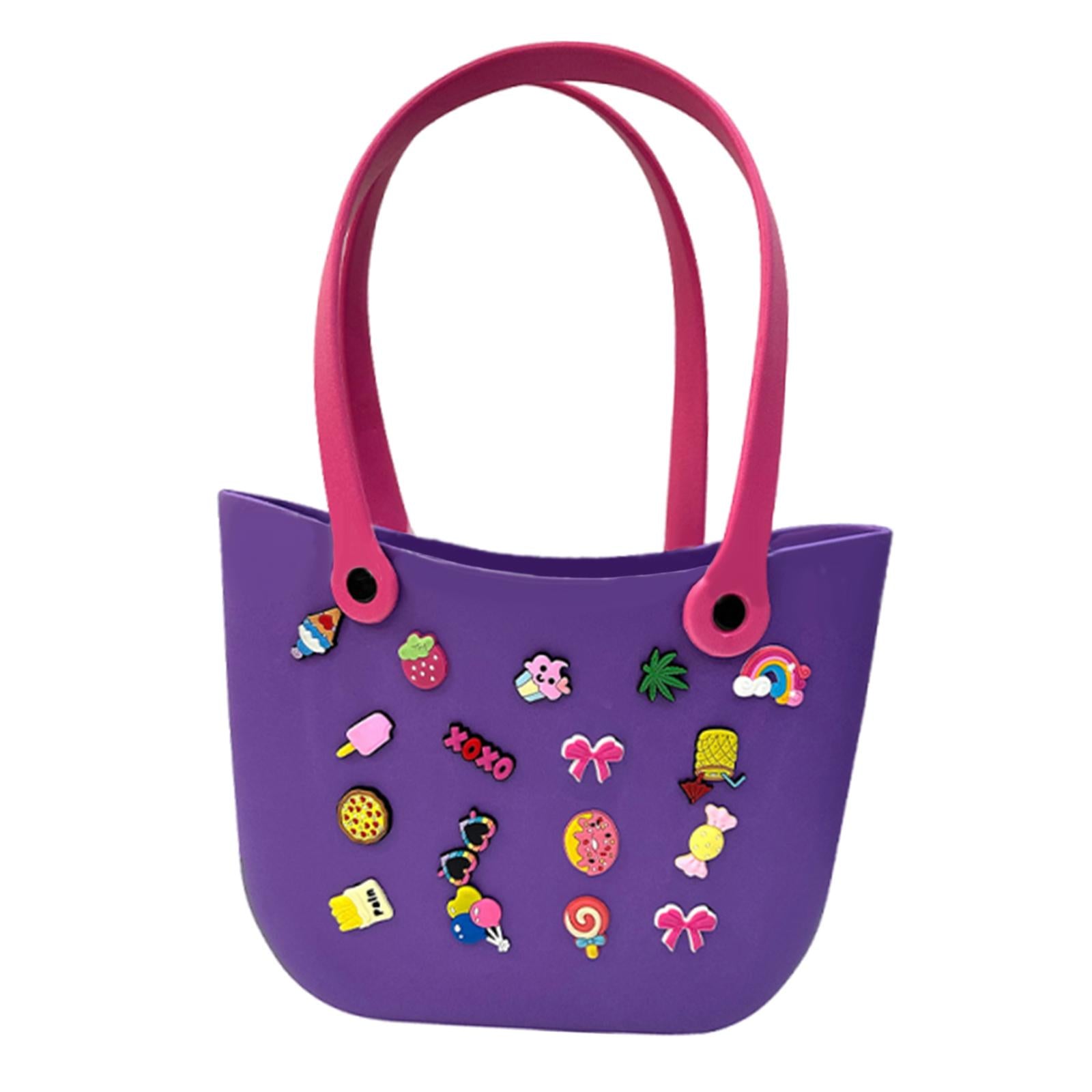 Open Tote Washable Shopping Storage Portable Leisure Easy to Clean Hole Bag Purple