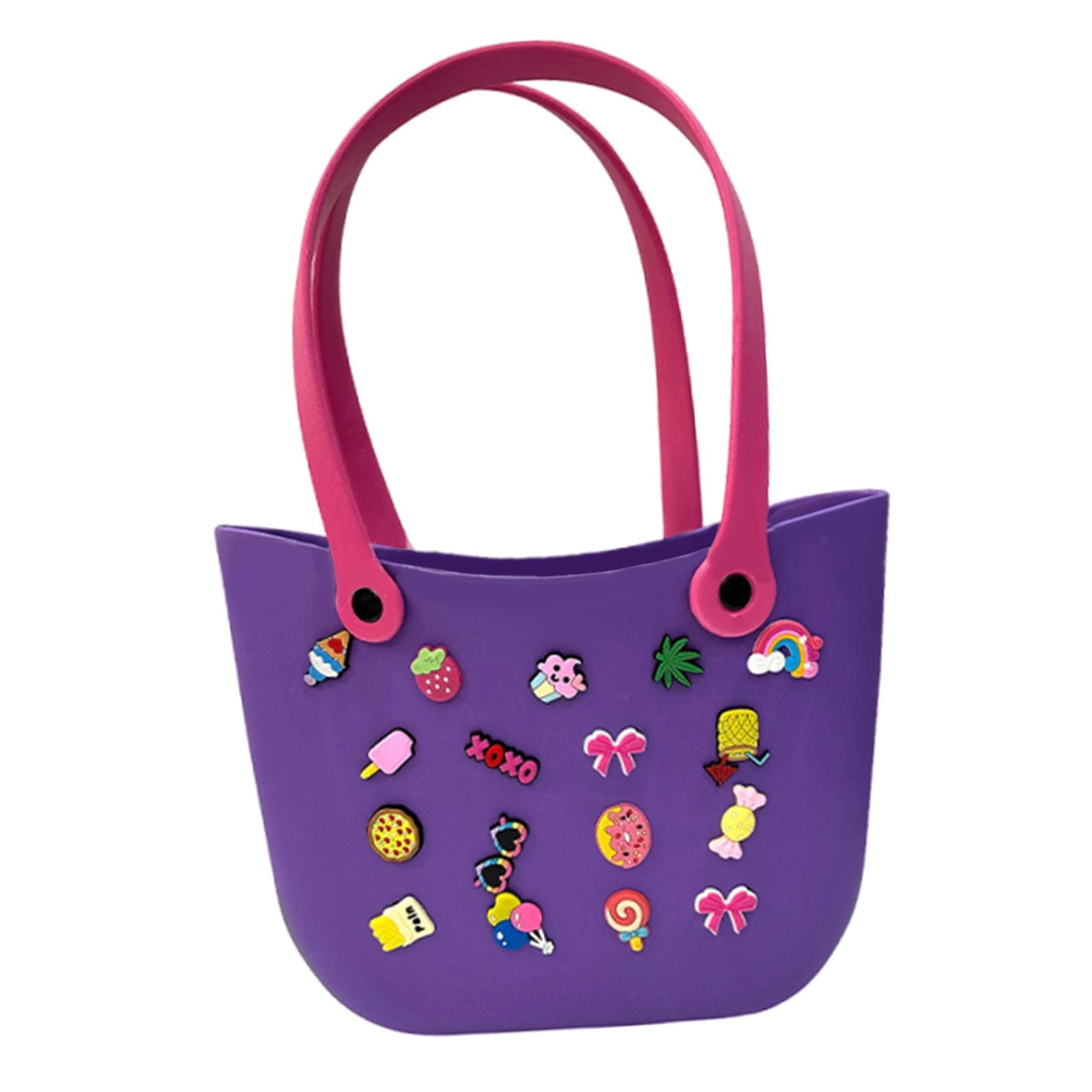 Open Tote Washable Shopping Storage Portable Leisure Easy to Clean Hole Bag Purple