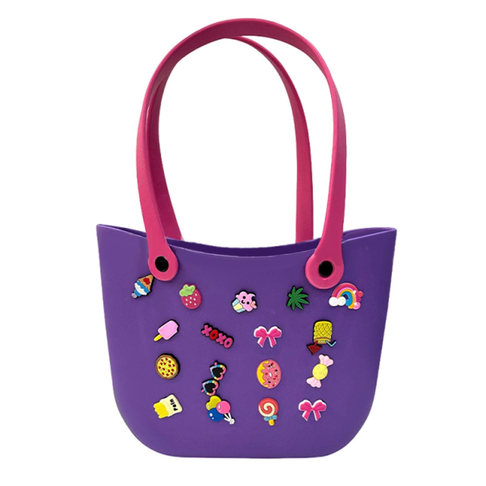 Open Tote Washable Shopping Storage Portable Leisure Easy to Clean Hole Bag Purple