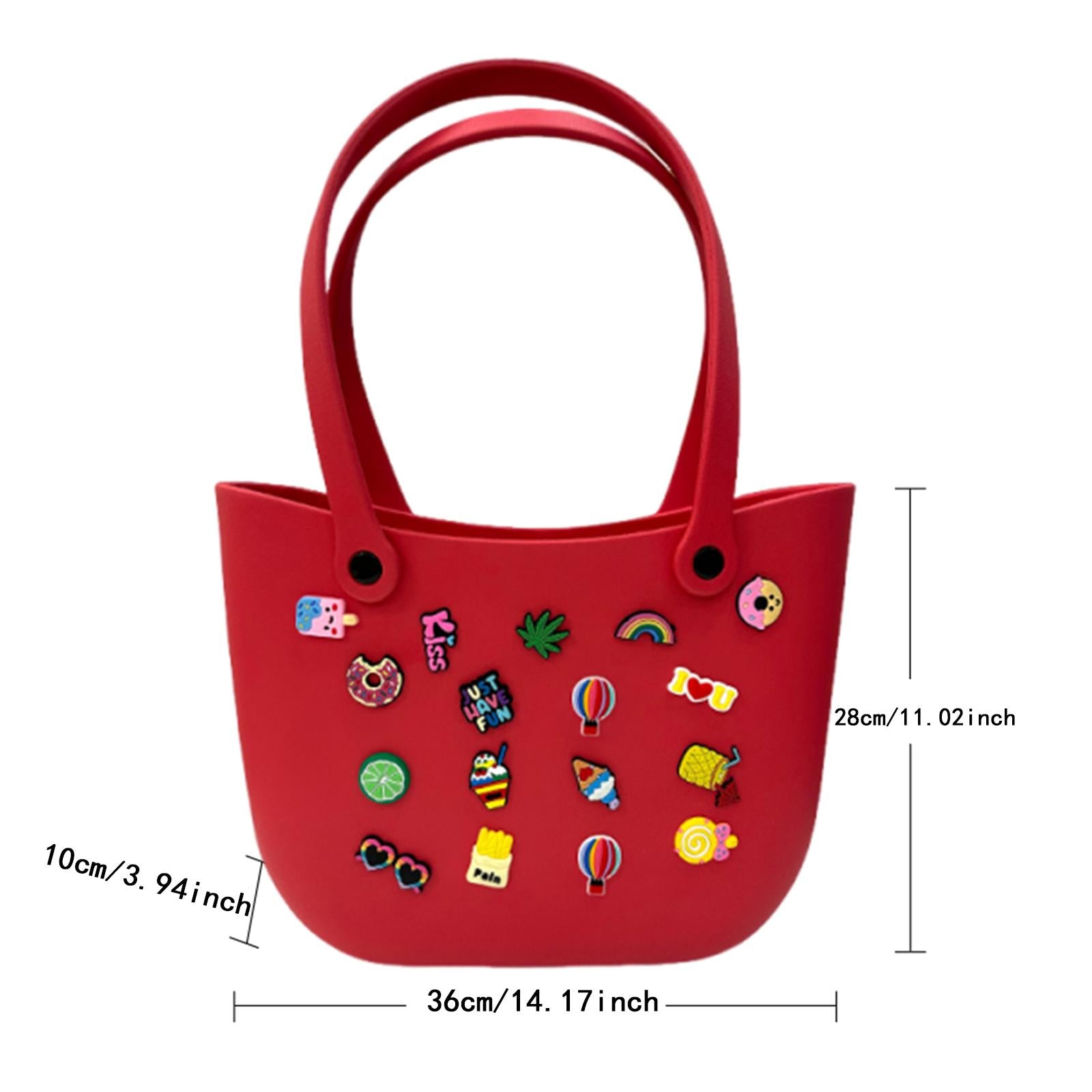 Open Tote Washable Shopping Storage Portable Leisure Easy to Clean Hole Bag Red