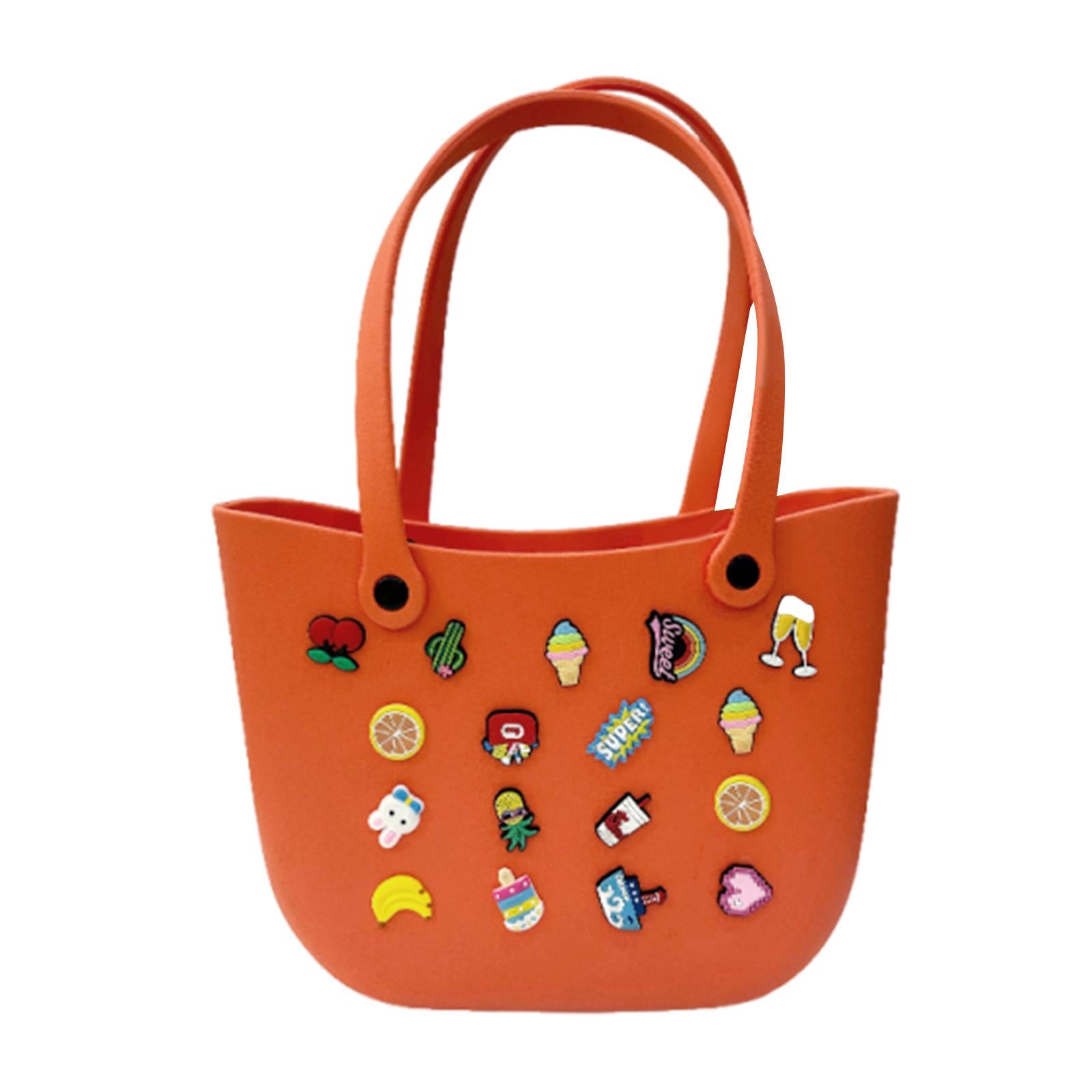 Open Tote Washable Shopping Storage Portable Leisure Easy to Clean Hole Bag Orange