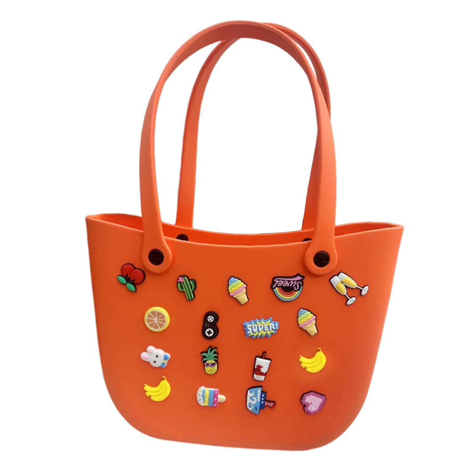 Open Tote Washable Shopping Storage Portable Leisure Easy to Clean Hole Bag Orange
